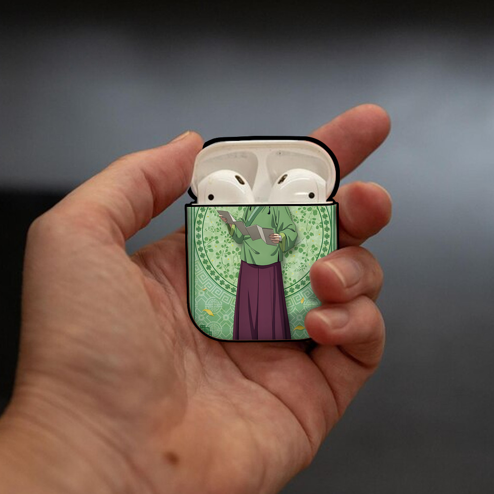 薬屋のひとりごと The Apothecary Diaries AirPods 第2世代保護ケース ハードシェル ブラック 耐衝撃・防指紋・カラビナ付き