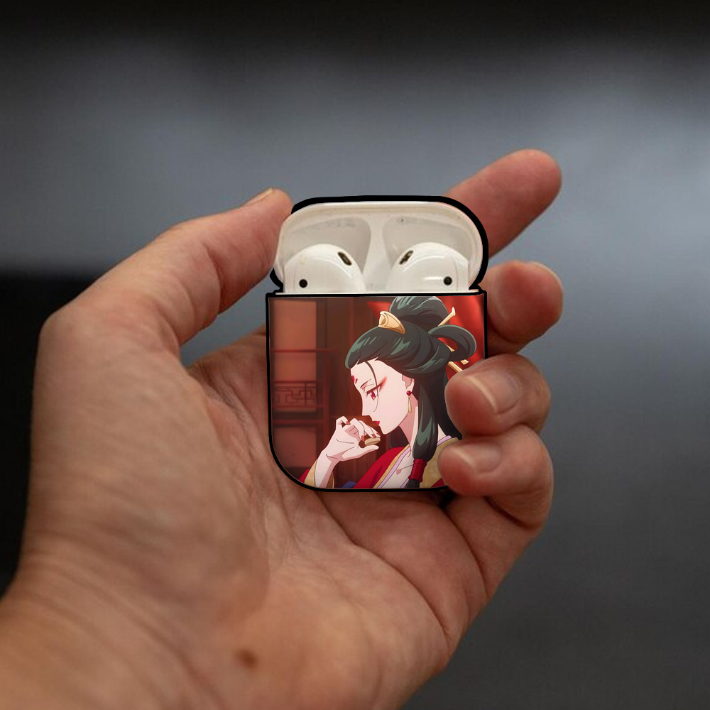 薬屋のひとりごと The Apothecary Diaries AirPods 第2世代保護ケース ハードシェル ブラック 耐衝撃・防指紋・カラビナ付き