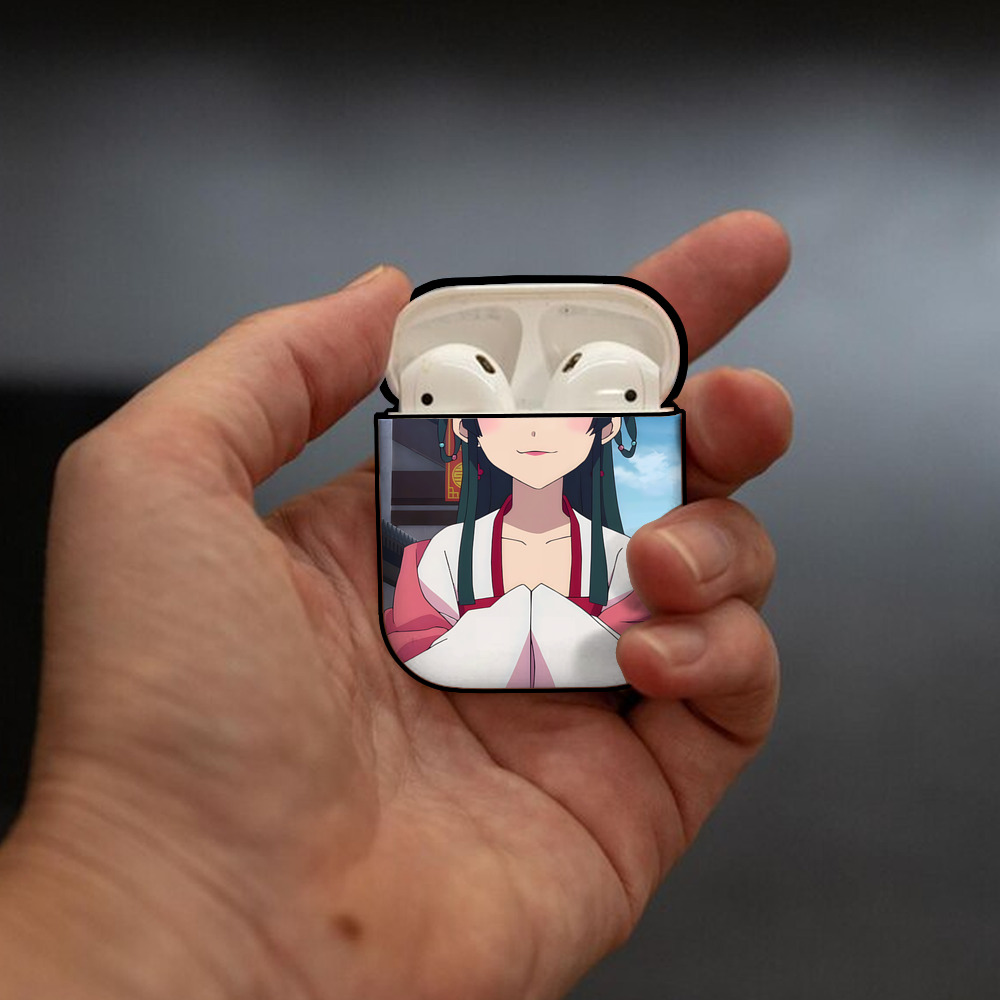 薬屋のひとりごと The Apothecary Diaries AirPods 第2世代保護ケース ハードシェル ブラック 耐衝撃・防指紋・カラビナ付き