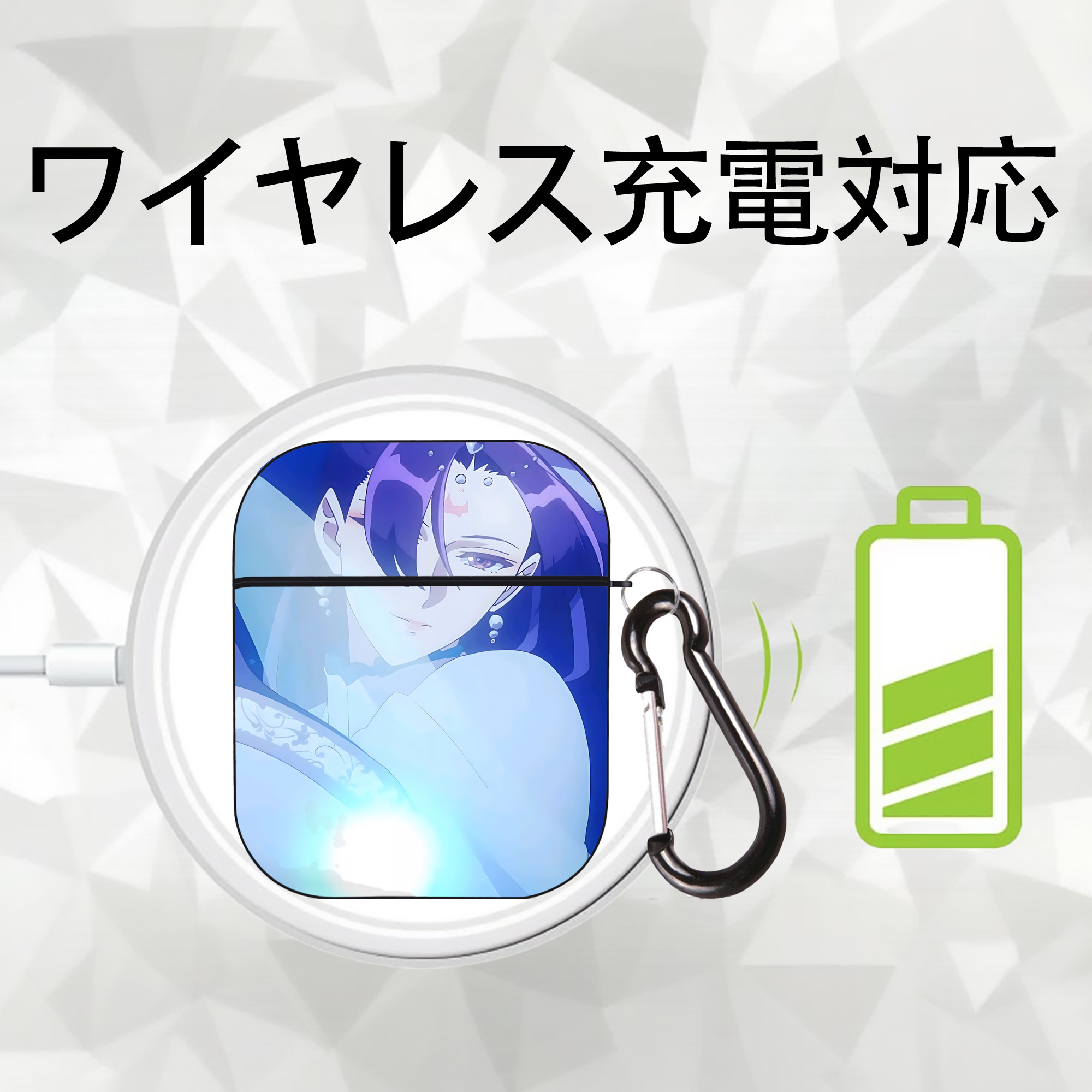 薬屋のひとりごと The Apothecary Diaries AirPods 第2世代保護ケース ハードシェル ブラック 耐衝撃・防指紋・カラビナ付き