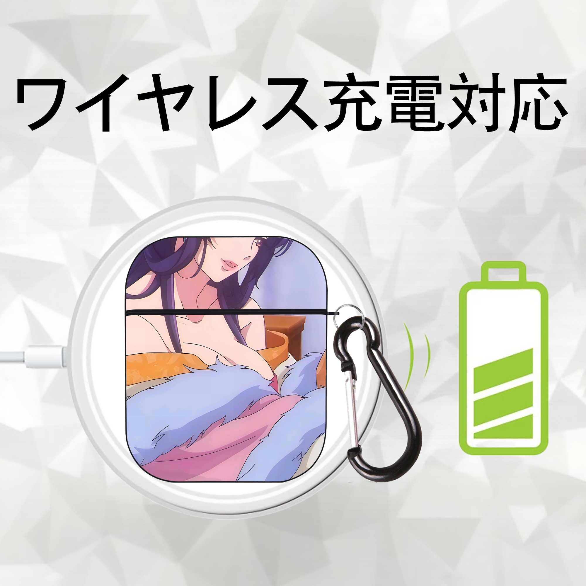 薬屋のひとりごと The Apothecary Diaries AirPods 第2世代保護ケース ハードシェル ブラック 耐衝撃・防指紋・カラビナ付き