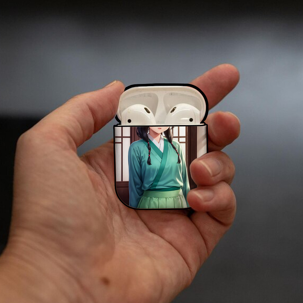 薬屋のひとりごと The Apothecary Diaries AirPods 第2世代保護ケース ハードシェル ブラック 耐衝撃・防指紋・カラビナ付き