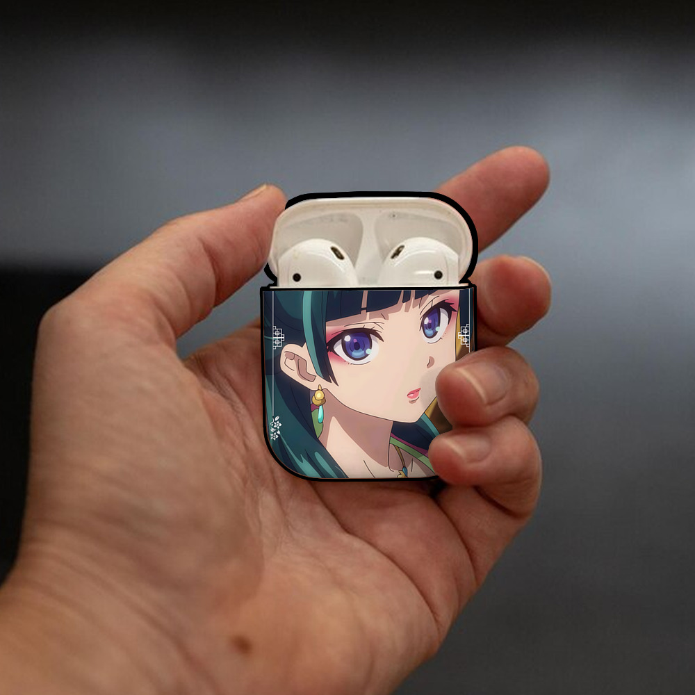 薬屋のひとりごと The Apothecary Diaries AirPods 第2世代保護ケース ハードシェル ブラック 耐衝撃・防指紋・カラビナ付き