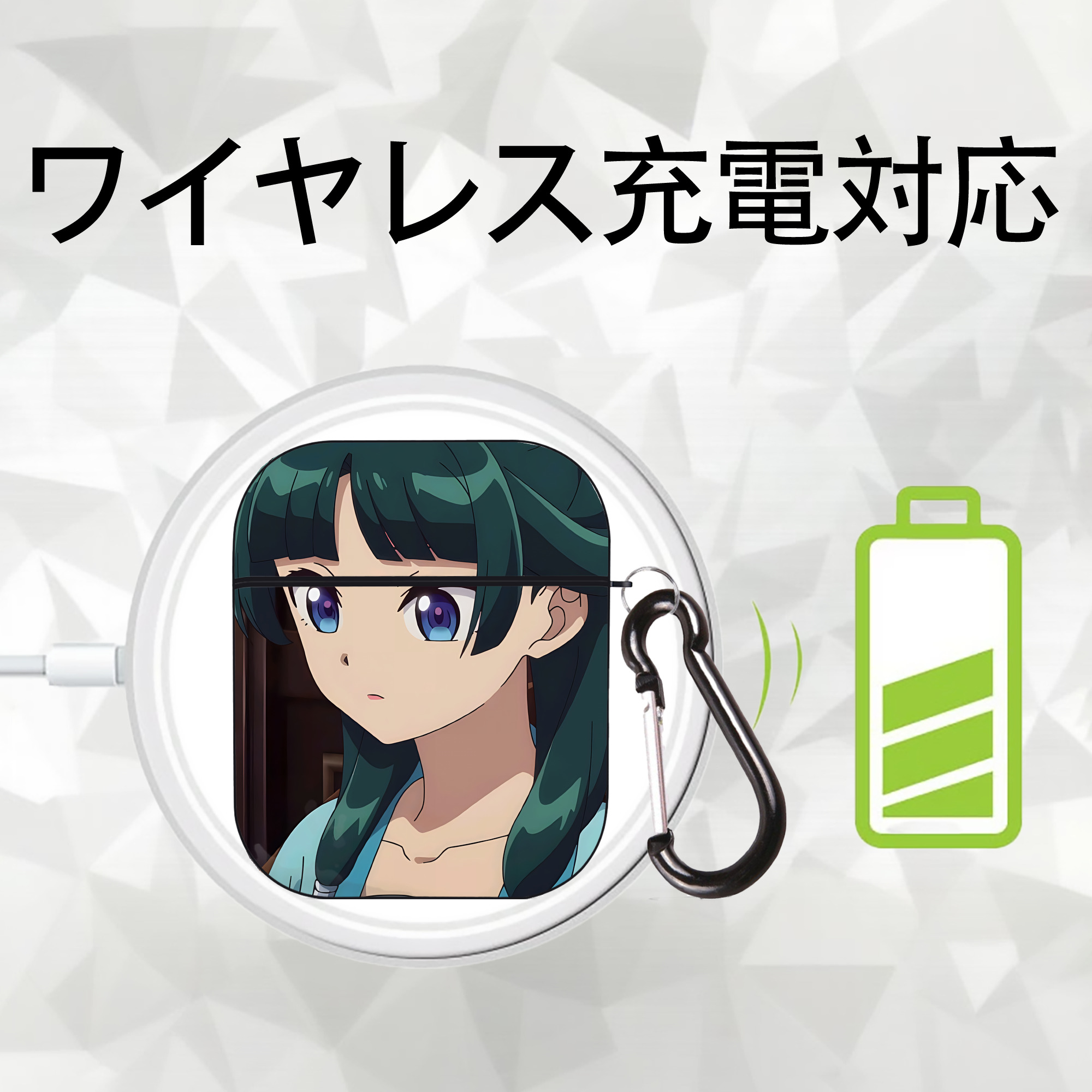 薬屋のひとりごと The Apothecary Diaries AirPods 第2世代保護ケース ハードシェル ブラック 耐衝撃・防指紋・カラビナ付き