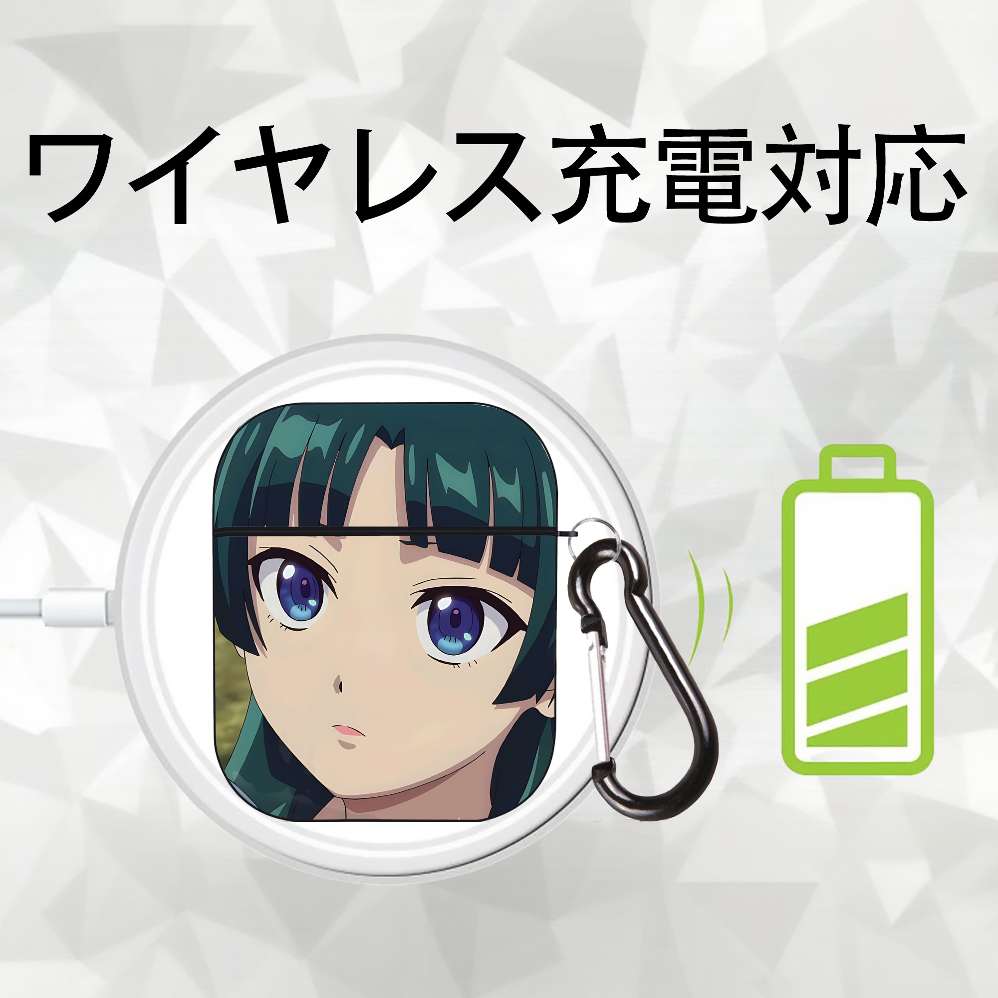 薬屋のひとりごと The Apothecary Diaries AirPods 第2世代保護ケース ハードシェル ブラック 耐衝撃・防指紋・カラビナ付き