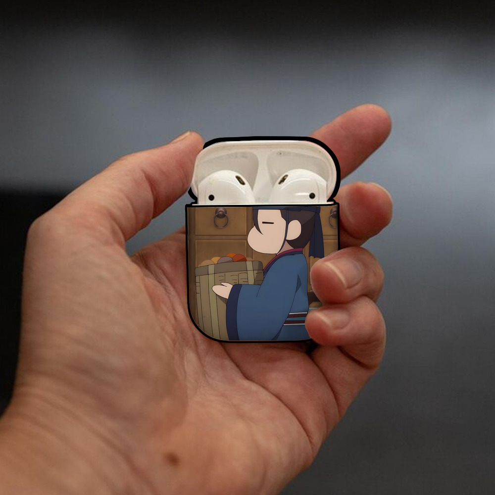 薬屋のひとりごと The Apothecary Diaries AirPods 第2世代保護ケース ハードシェル ブラック 耐衝撃・防指紋・カラビナ付き