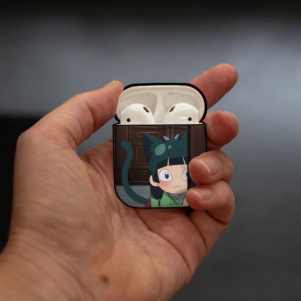 薬屋のひとりごと The Apothecary Diaries AirPods 第2世代保護ケース ハードシェル ブラック 耐衝撃・防指紋・カラビナ付き