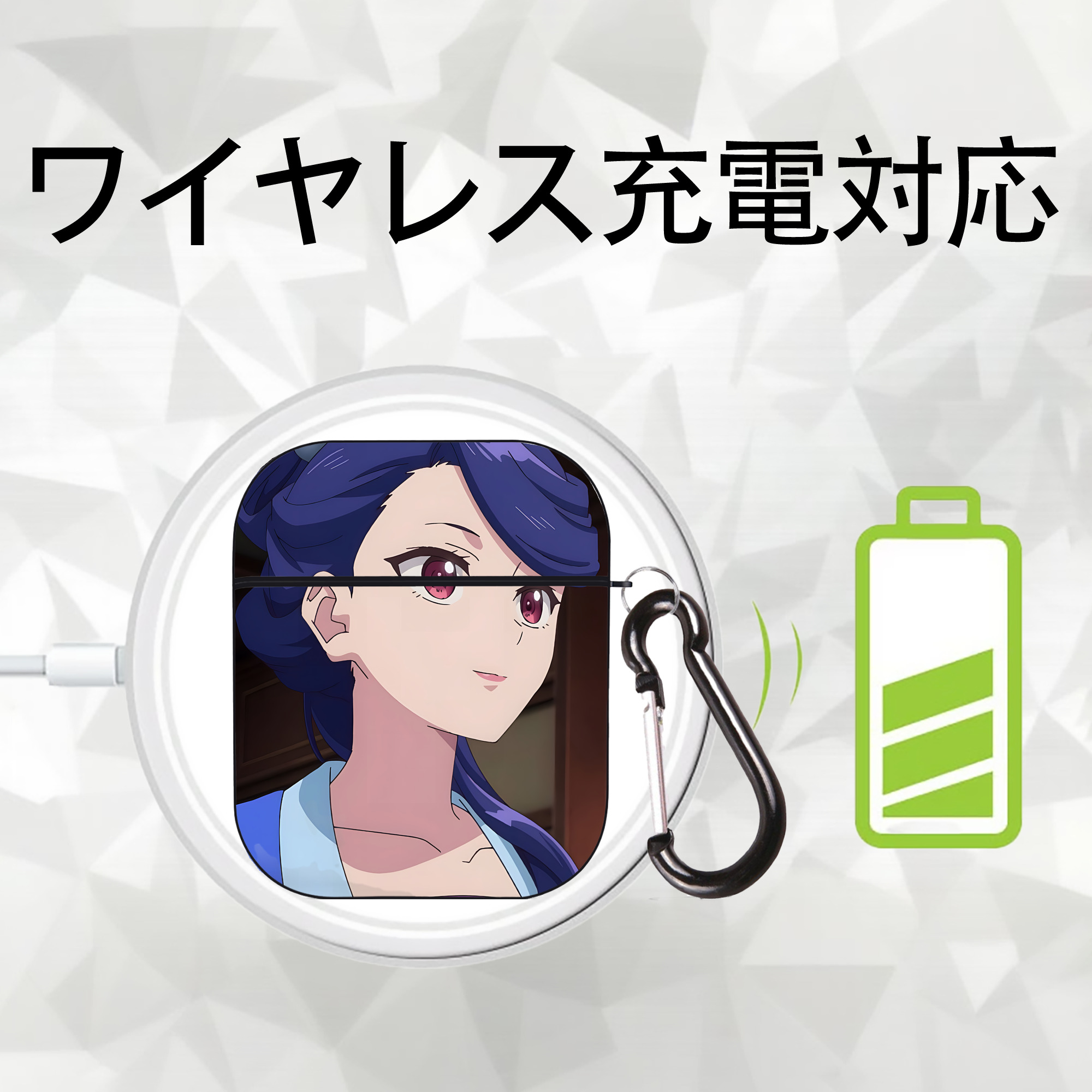 薬屋のひとりごと The Apothecary Diaries AirPods 第2世代保護ケース ハードシェル ブラック 耐衝撃・防指紋・カラビナ付き