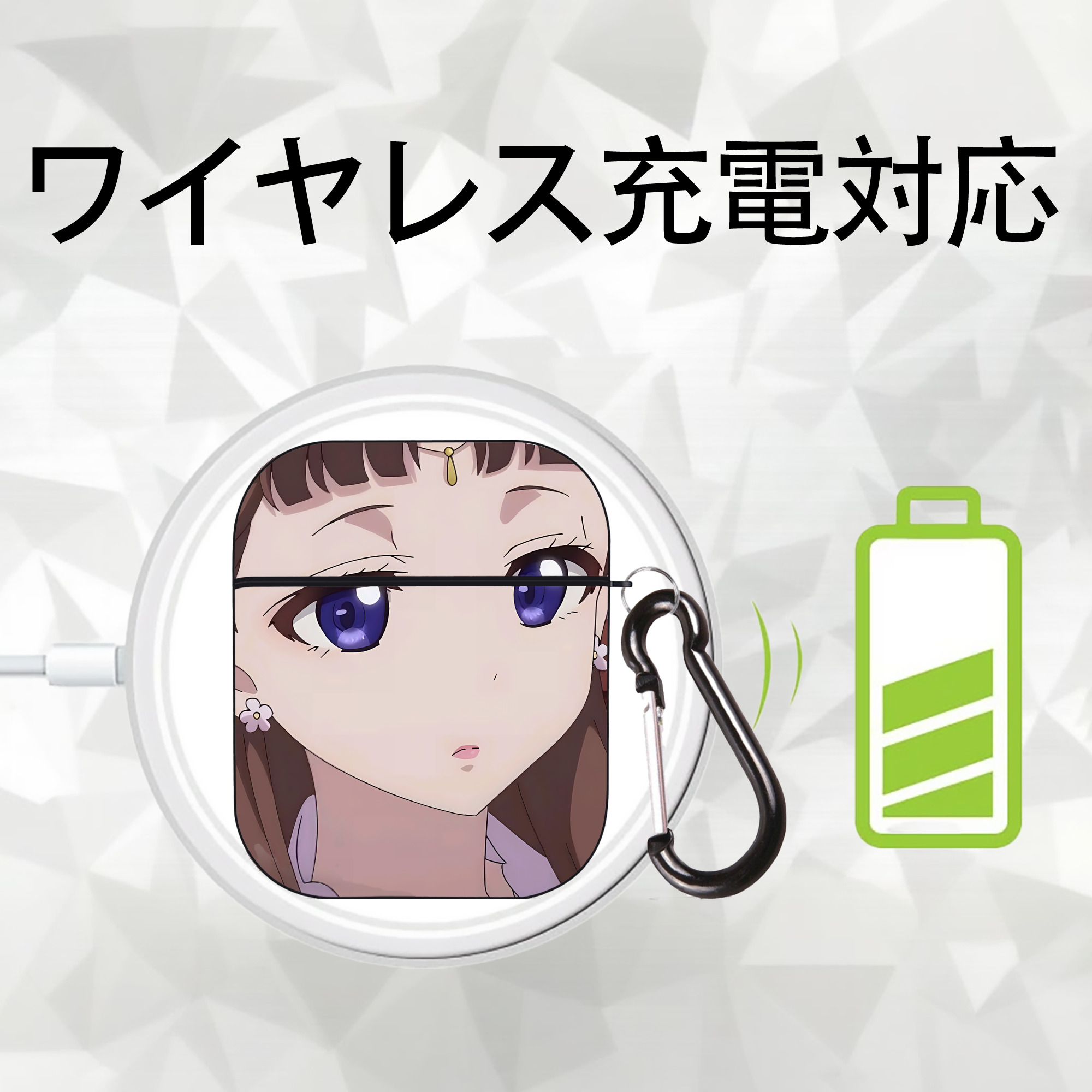 薬屋のひとりごと The Apothecary Diaries AirPods 第2世代保護ケース ハードシェル ブラック 耐衝撃・防指紋・カラビナ付き