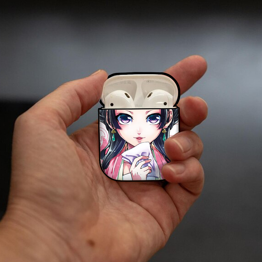 薬屋のひとりごと The Apothecary Diaries AirPods 第2世代保護ケース ハードシェル ブラック 耐衝撃・防指紋・カラビナ付き
