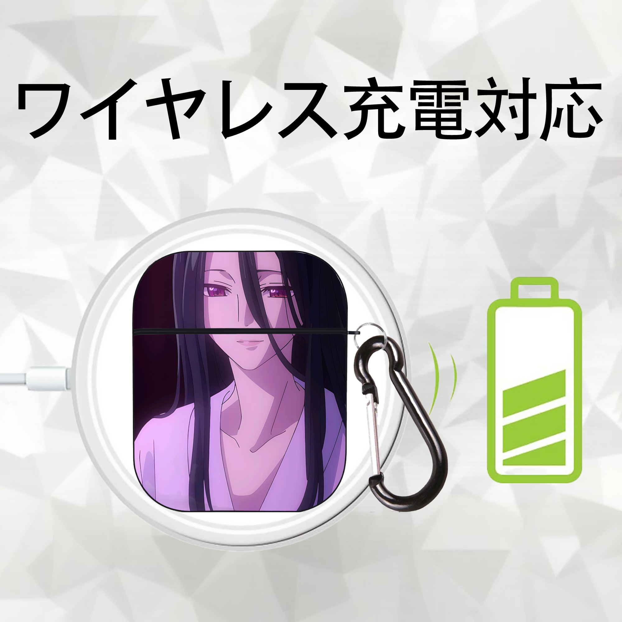 薬屋のひとりごと The Apothecary Diaries AirPods 第2世代保護ケース ハードシェル ブラック 耐衝撃・防指紋・カラビナ付き