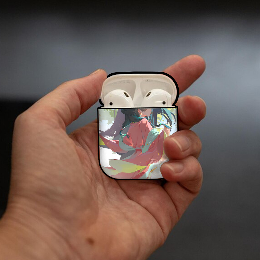 薬屋のひとりごと The Apothecary Diaries AirPods 第2世代保護ケース ハードシェル ブラック 耐衝撃・防指紋・カラビナ付き