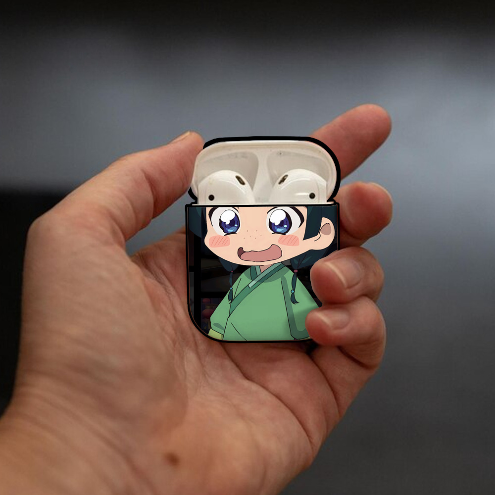 薬屋のひとりごと The Apothecary Diaries AirPods 第2世代保護ケース ハードシェル ブラック 耐衝撃・防指紋・カラビナ付き