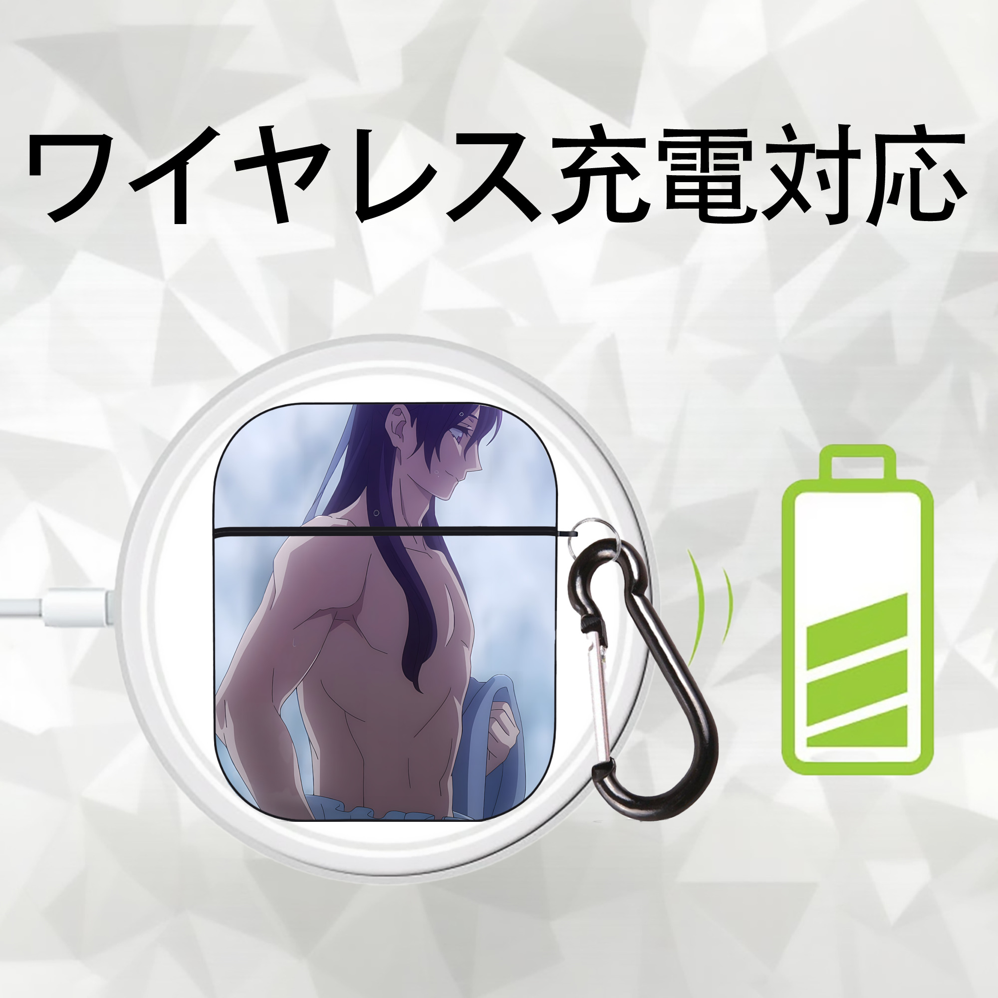 薬屋のひとりごと The Apothecary Diaries AirPods 第2世代保護ケース ハードシェル ブラック 耐衝撃・防指紋・カラビナ付き