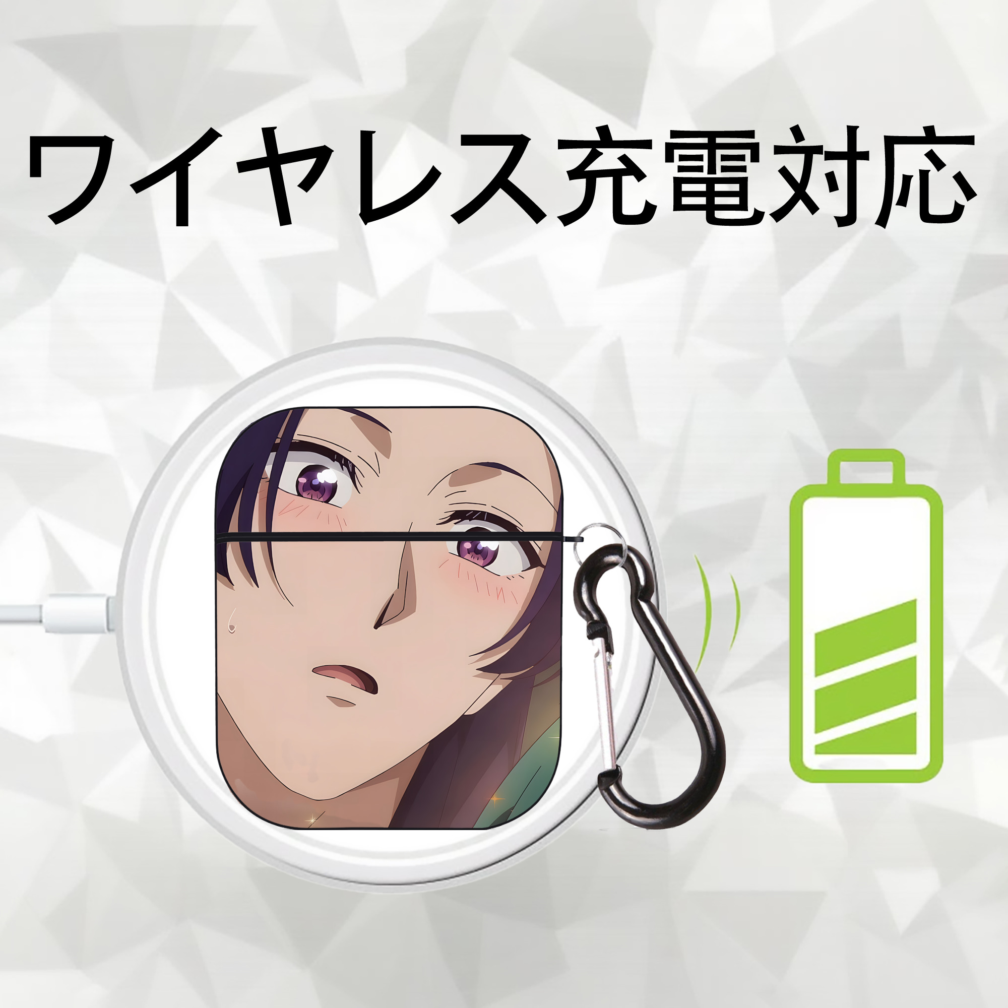 薬屋のひとりごと The Apothecary Diaries AirPods 第2世代保護ケース ハードシェル ブラック 耐衝撃・防指紋・カラビナ付き