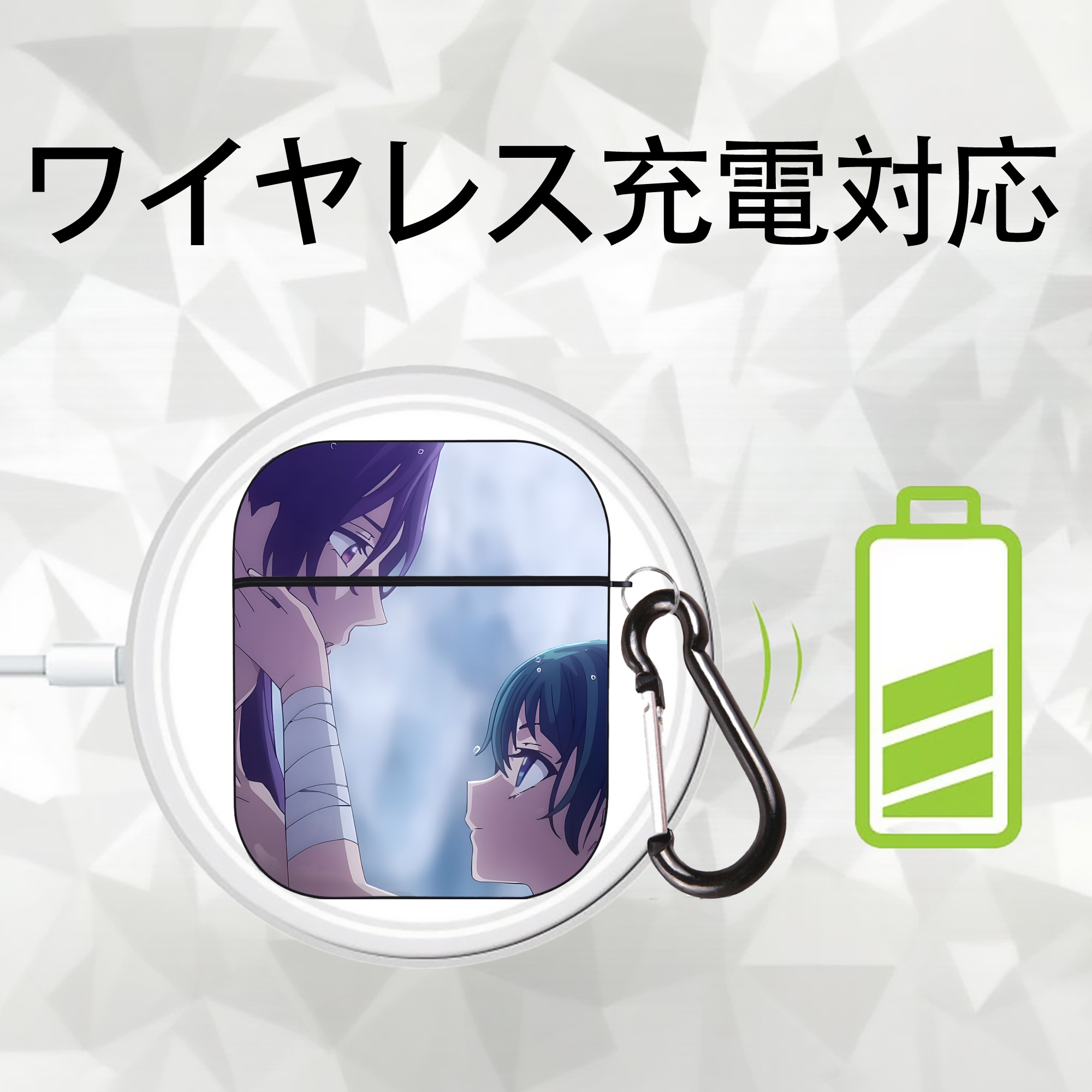 薬屋のひとりごと The Apothecary Diaries AirPods 第2世代保護ケース ハードシェル ブラック 耐衝撃・防指紋・カラビナ付き