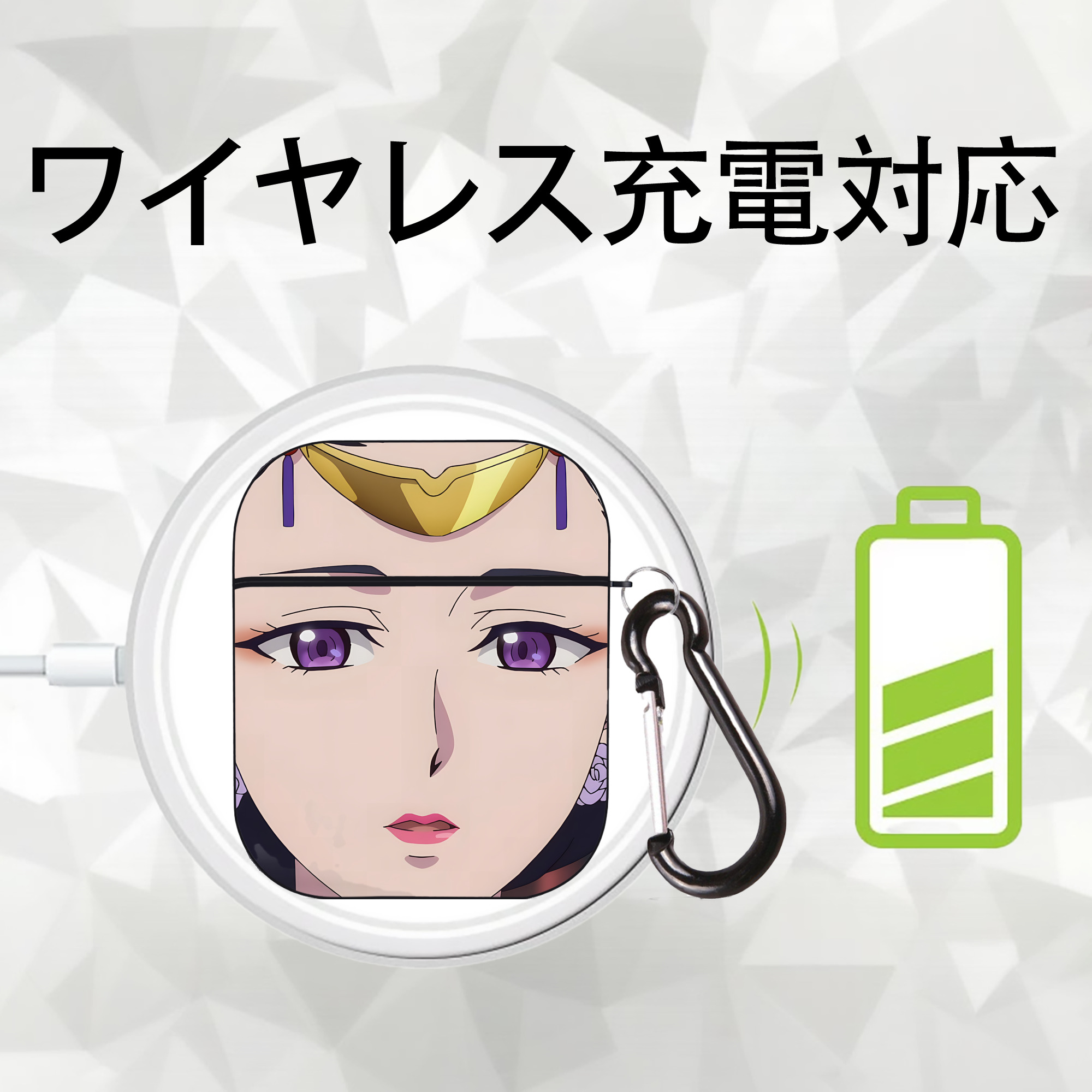 薬屋のひとりごと The Apothecary Diaries AirPods 第2世代保護ケース ハードシェル ブラック 耐衝撃・防指紋・カラビナ付き