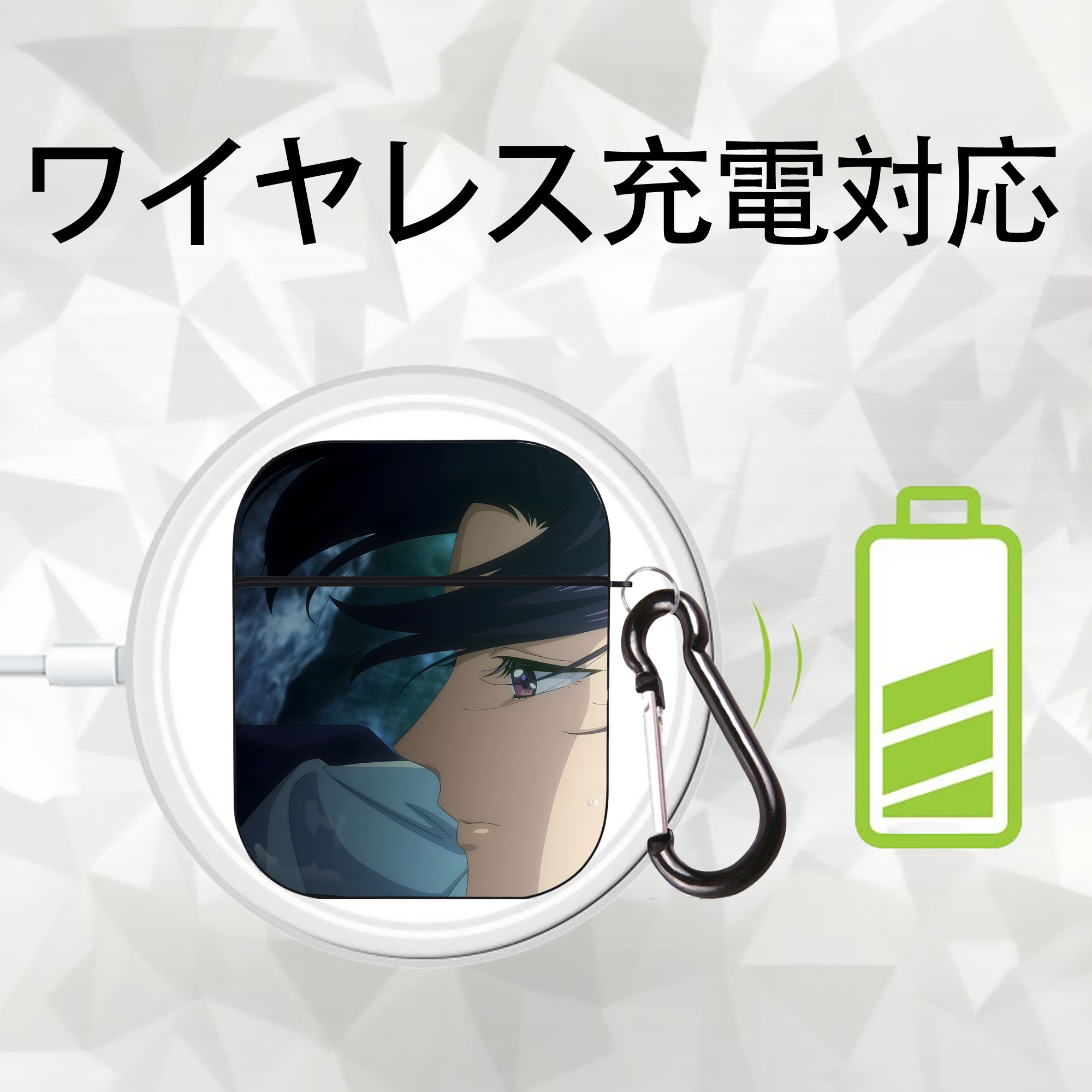 薬屋のひとりごと The Apothecary Diaries AirPods 第2世代保護ケース ハードシェル ブラック 耐衝撃・防指紋・カラビナ付き
