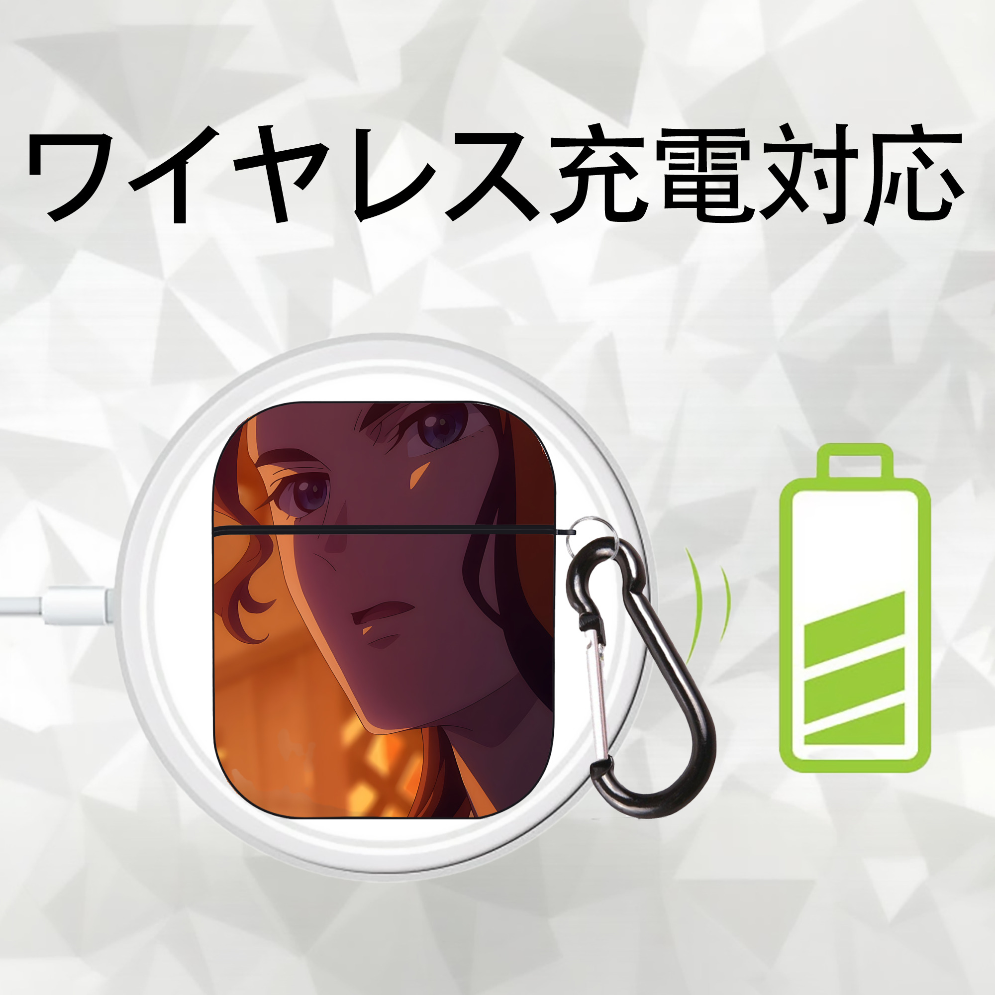 薬屋のひとりごと The Apothecary Diaries AirPods 第2世代保護ケース ハードシェル ブラック 耐衝撃・防指紋・カラビナ付き