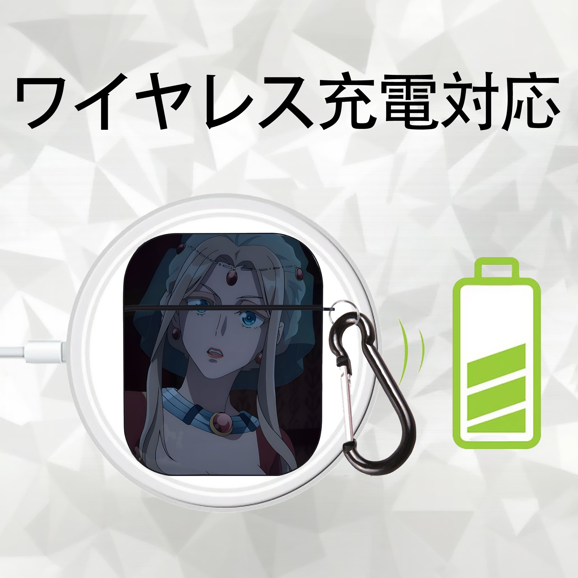 薬屋のひとりごと The Apothecary Diaries AirPods 第2世代保護ケース ハードシェル ブラック 耐衝撃・防指紋・カラビナ付き