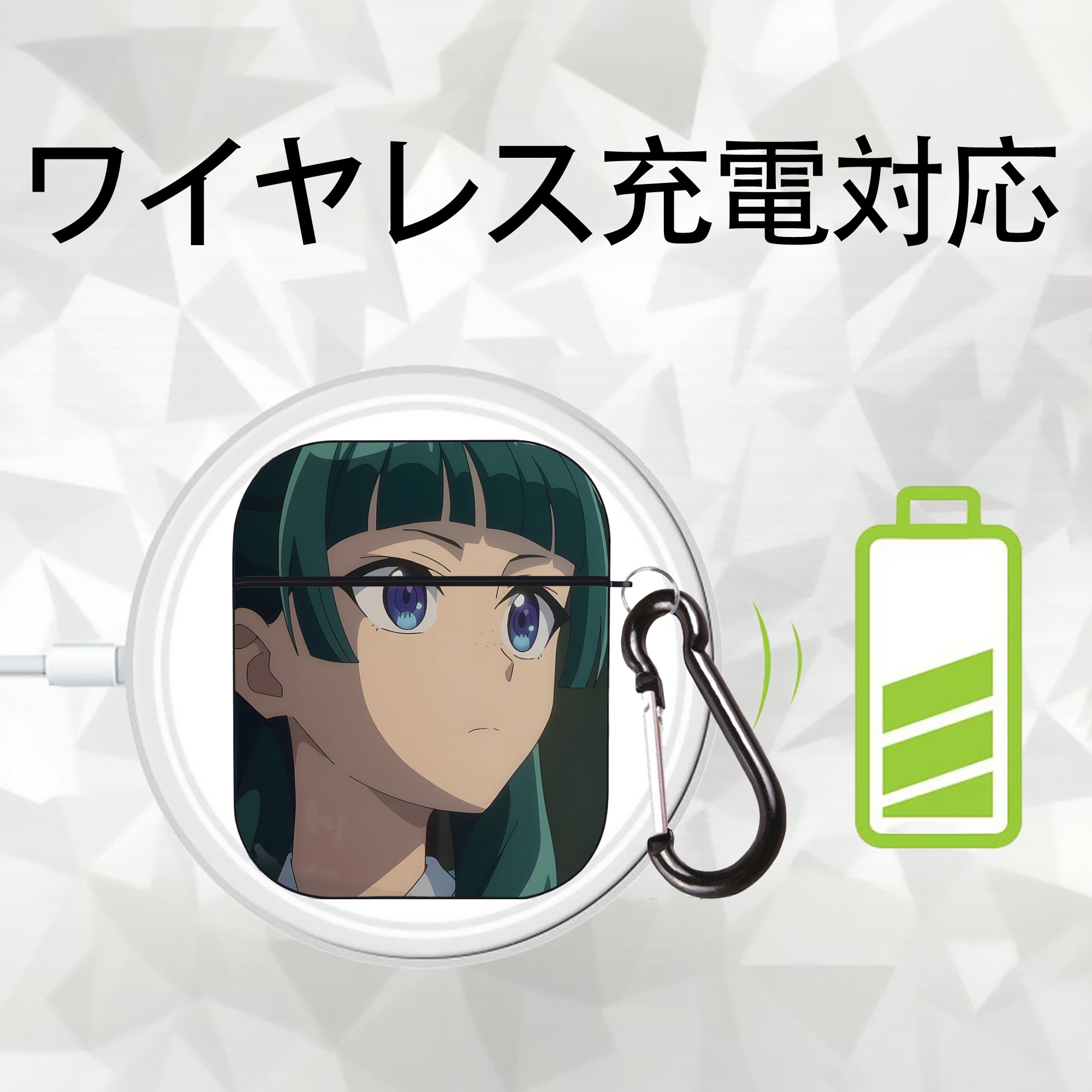 薬屋のひとりごと The Apothecary Diaries AirPods 第2世代保護ケース ハードシェル ブラック 耐衝撃・防指紋・カラビナ付き