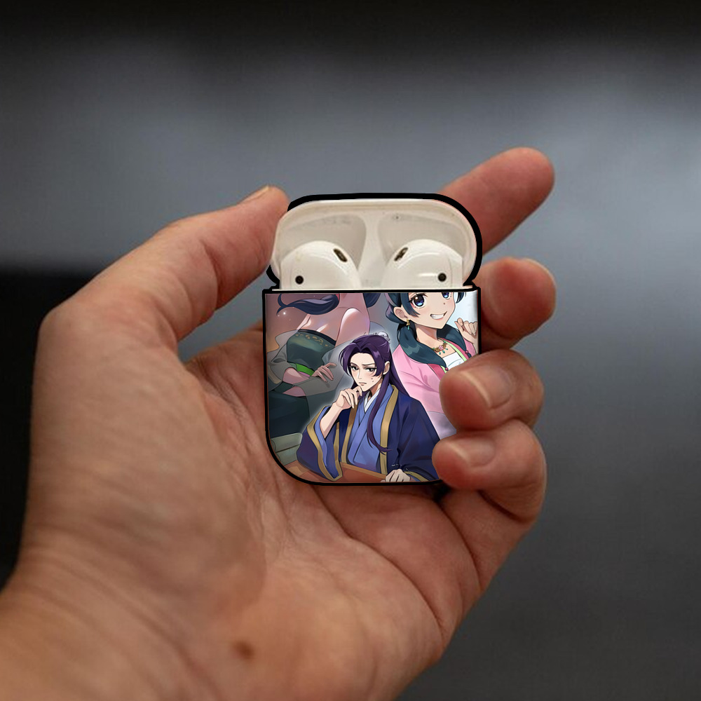 薬屋のひとりごと The Apothecary Diaries AirPods 第2世代保護ケース ハードシェル ブラック 耐衝撃・防指紋・カラビナ付き