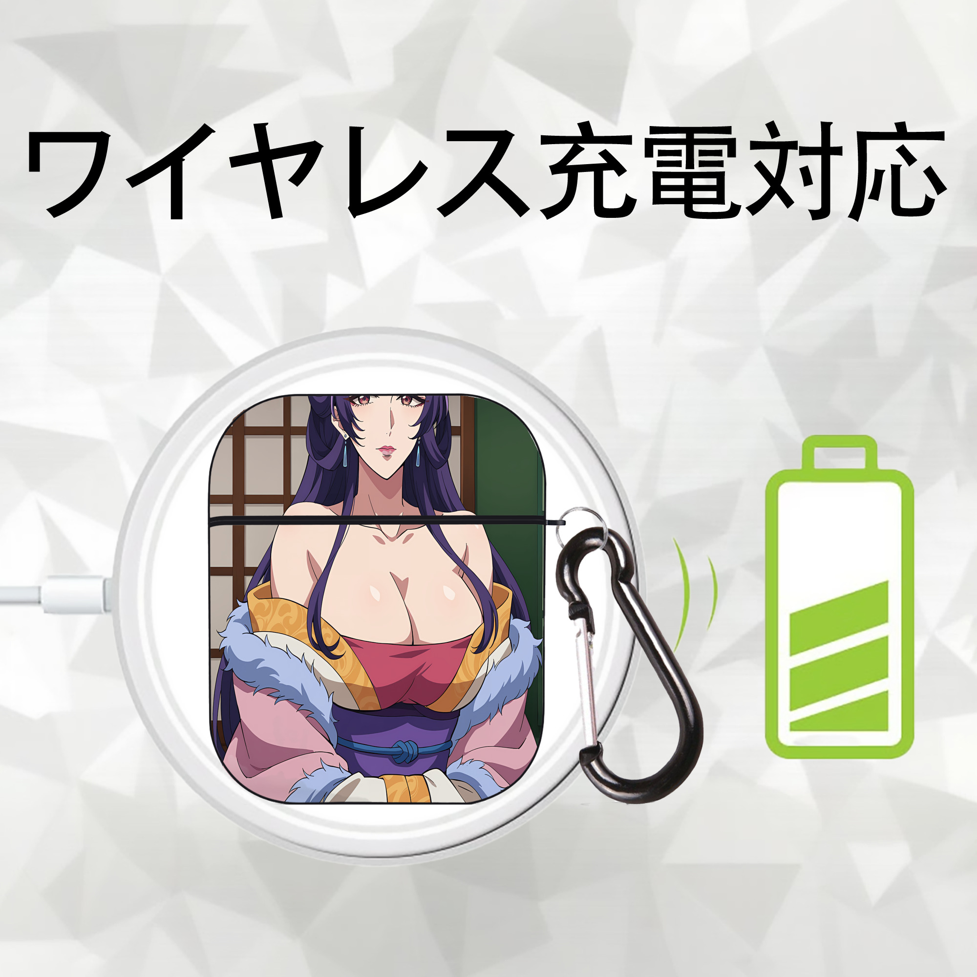 薬屋のひとりごと The Apothecary Diaries AirPods 第2世代保護ケース ハードシェル ブラック 耐衝撃・防指紋・カラビナ付き