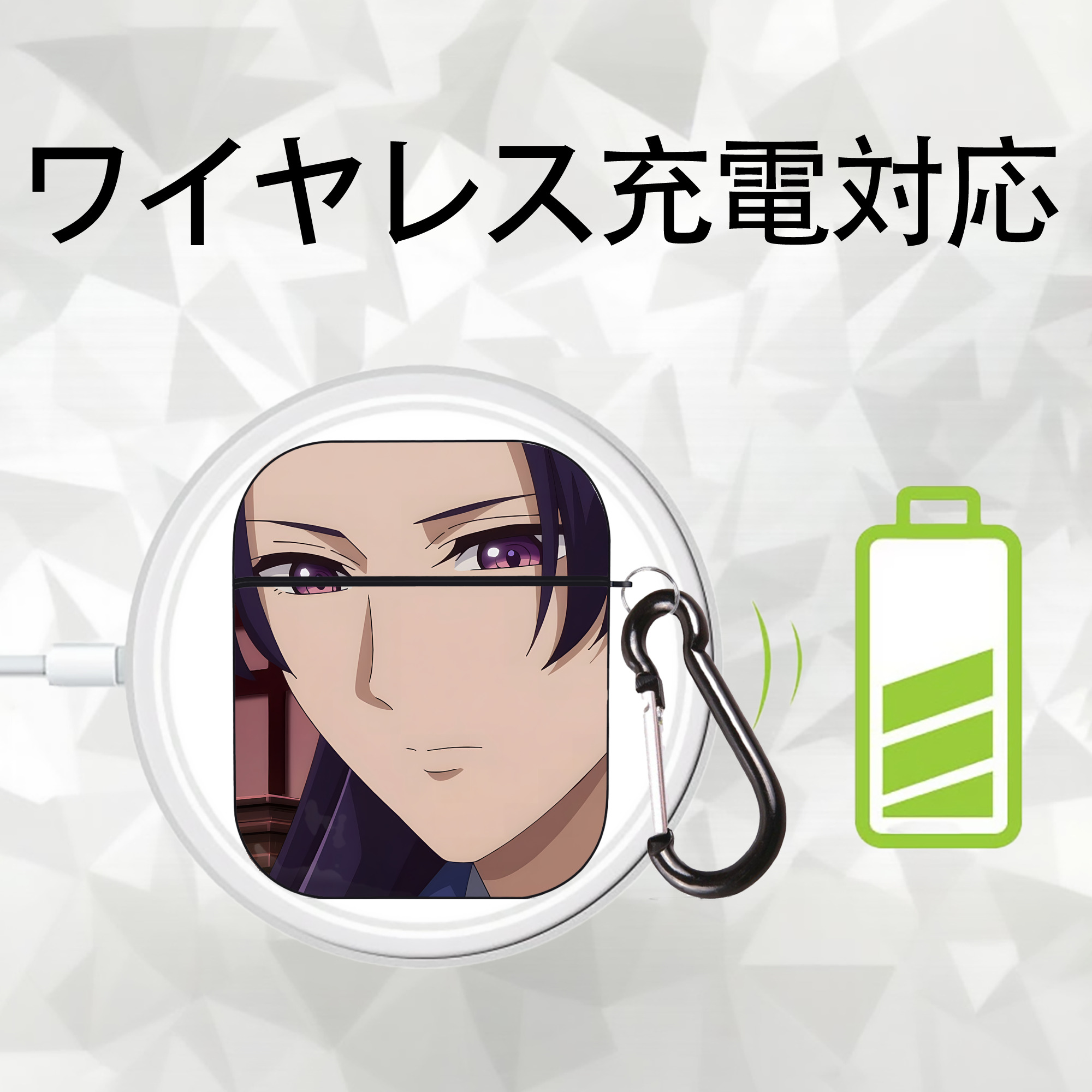 薬屋のひとりごと The Apothecary Diaries AirPods 第2世代保護ケース ハードシェル ブラック 耐衝撃・防指紋・カラビナ付き