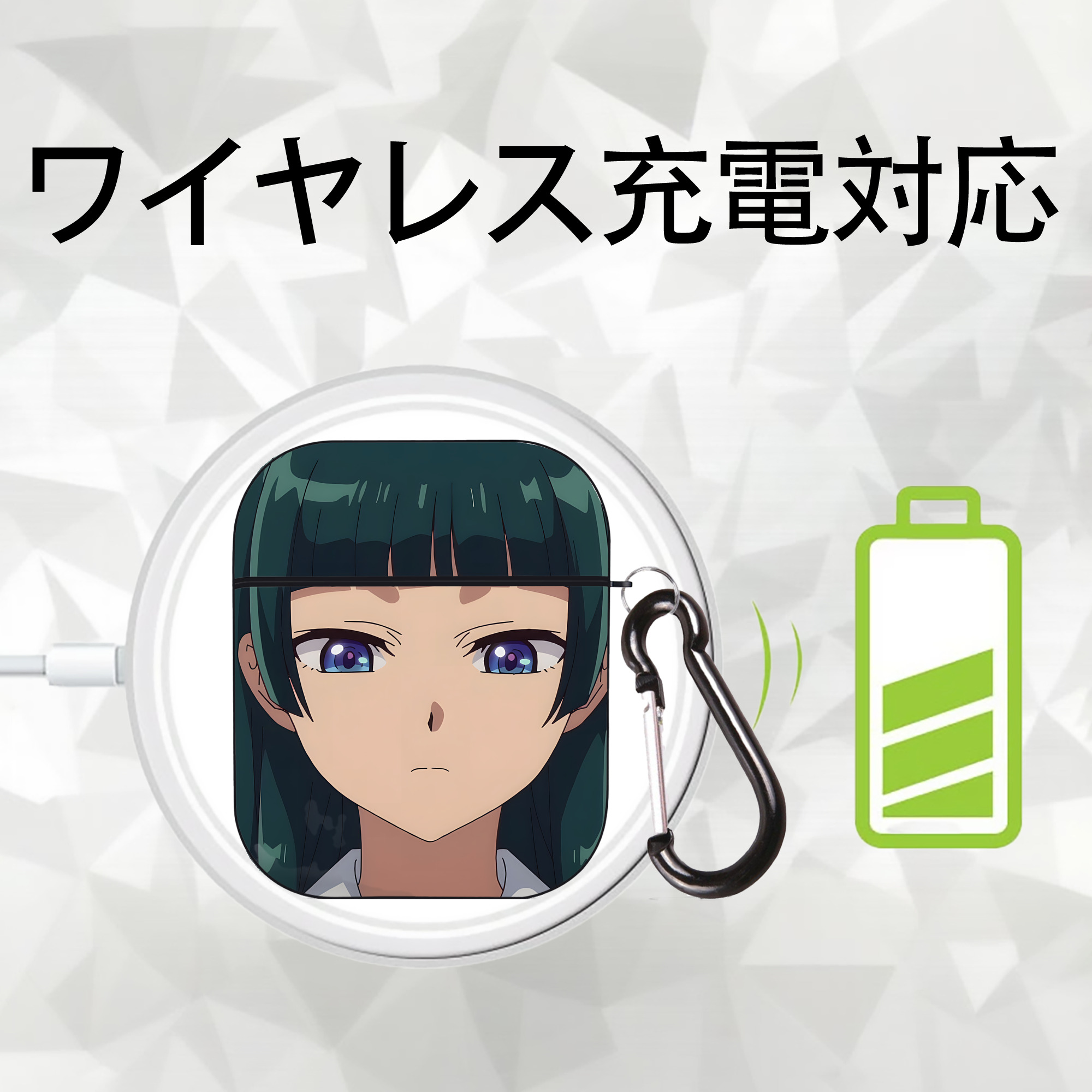 薬屋のひとりごと The Apothecary Diaries AirPods 第2世代保護ケース ハードシェル ブラック 耐衝撃・防指紋・カラビナ付き