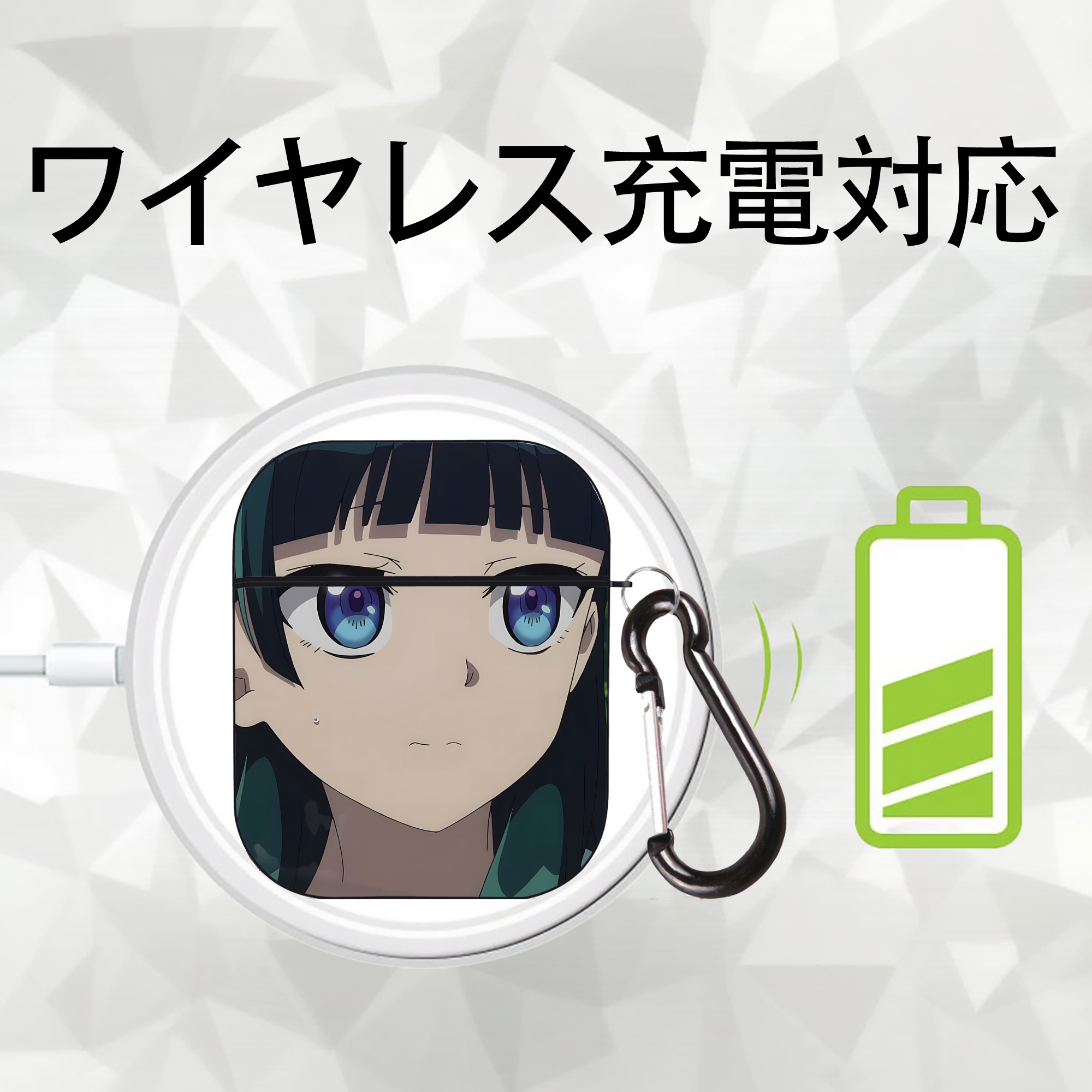 薬屋のひとりごと The Apothecary Diaries AirPods 第2世代保護ケース ハードシェル ブラック 耐衝撃・防指紋・カラビナ付き
