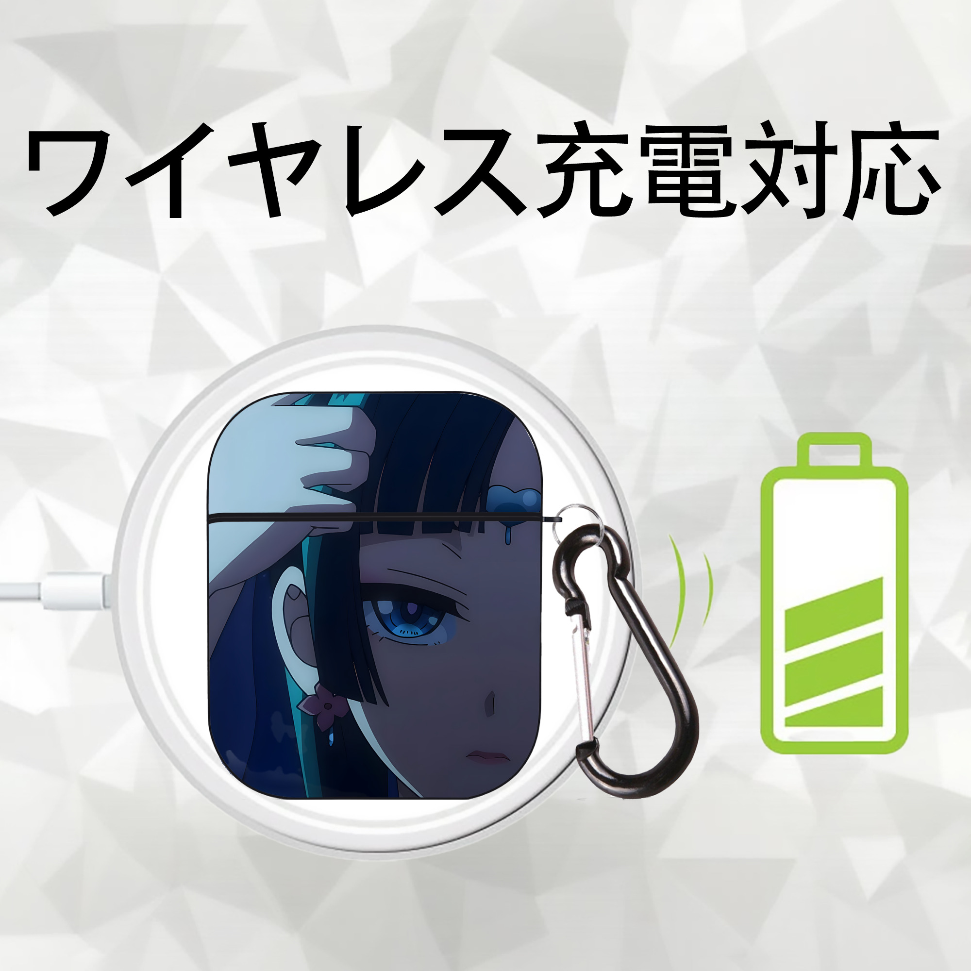 薬屋のひとりごと The Apothecary Diaries AirPods 第2世代保護ケース ハードシェル ブラック 耐衝撃・防指紋・カラビナ付き