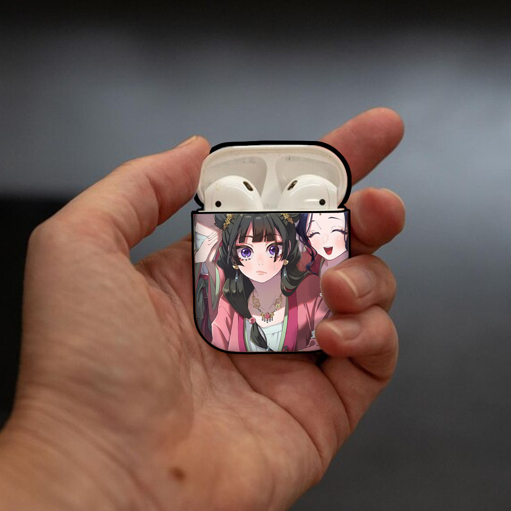 薬屋のひとりごと The Apothecary Diaries AirPods 第2世代保護ケース ハードシェル ブラック 耐衝撃・防指紋・カラビナ付き