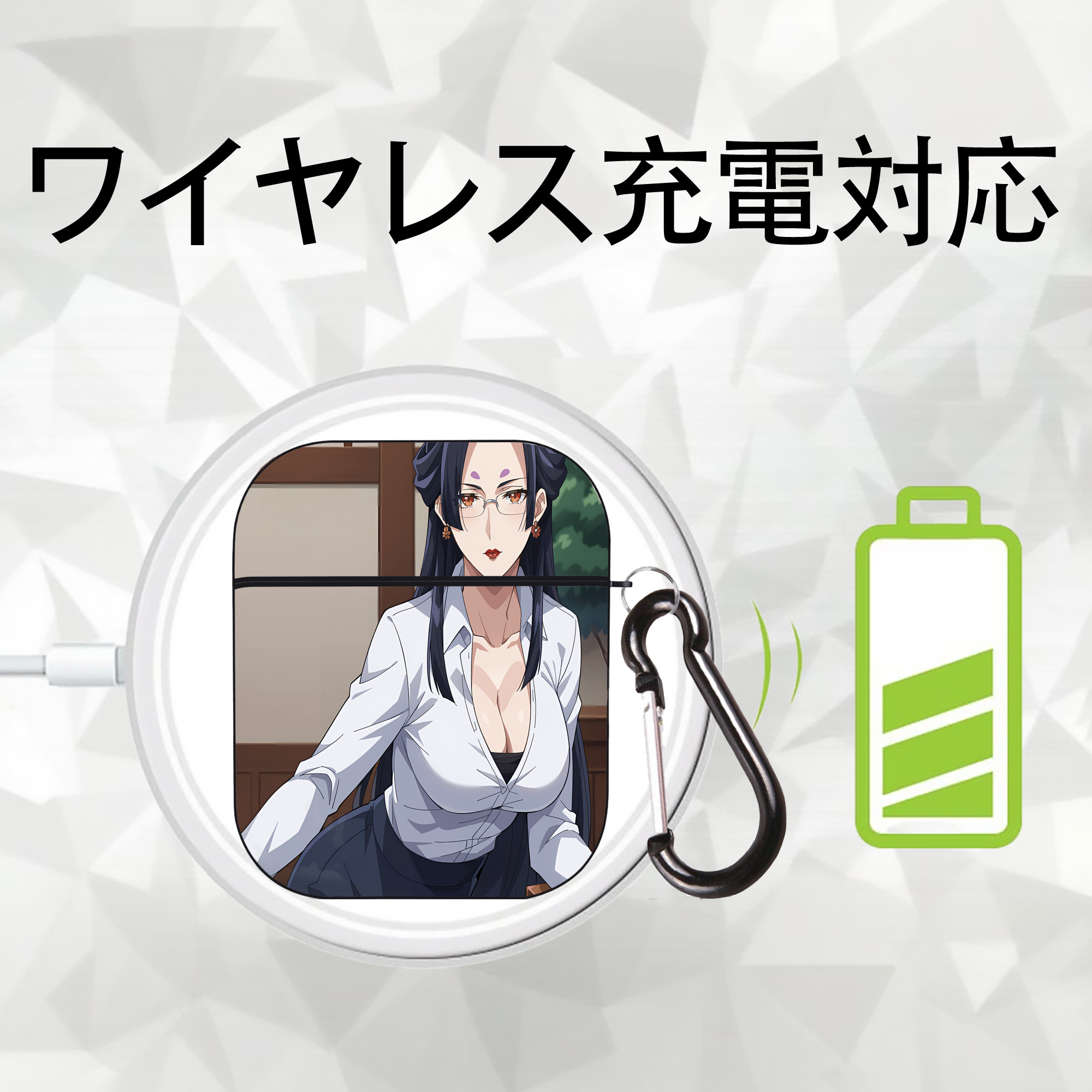 薬屋のひとりごと The Apothecary Diaries AirPods 第2世代保護ケース ハードシェル ブラック 耐衝撃・防指紋・カラビナ付き