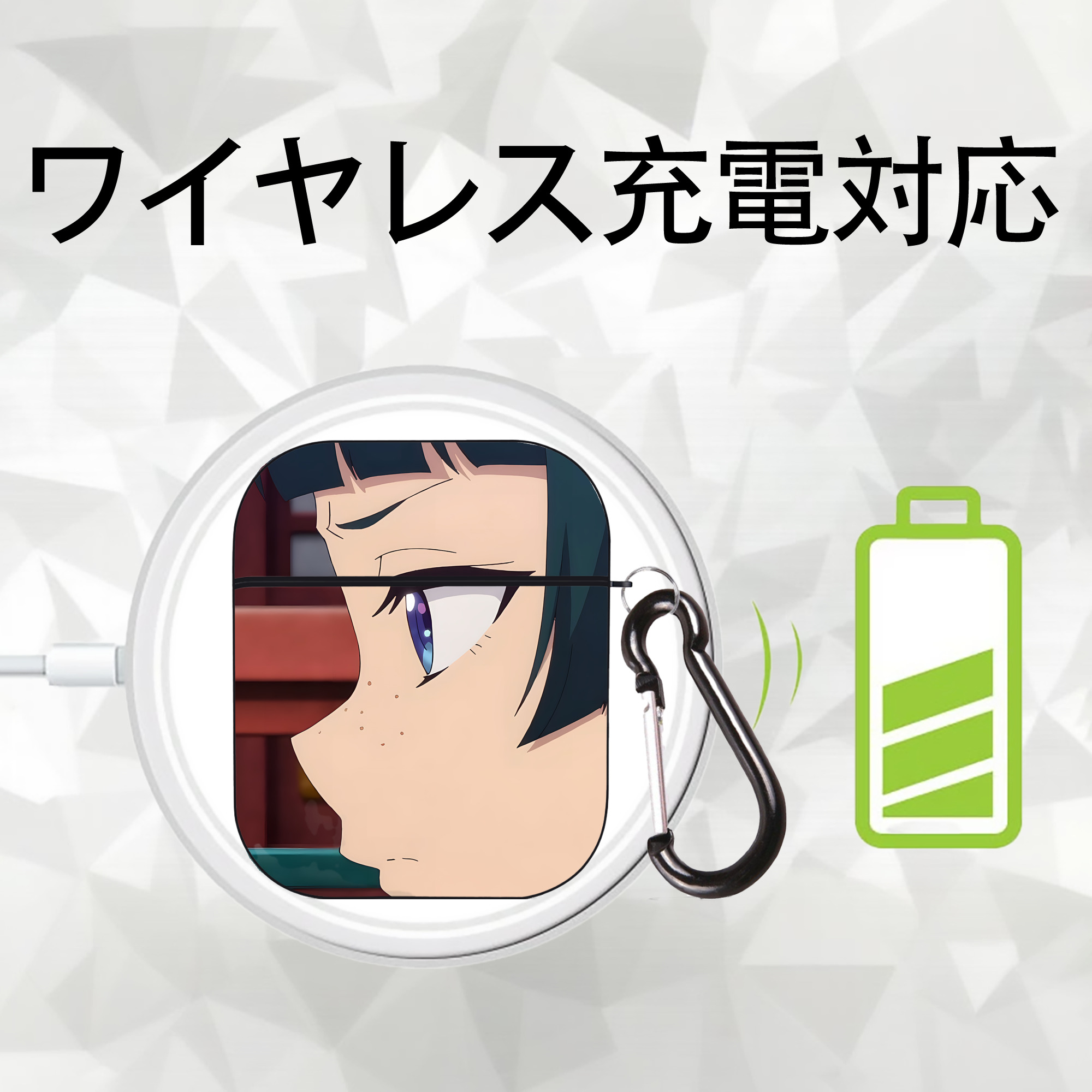 薬屋のひとりごと The Apothecary Diaries AirPods 第2世代保護ケース ハードシェル ブラック 耐衝撃・防指紋・カラビナ付き