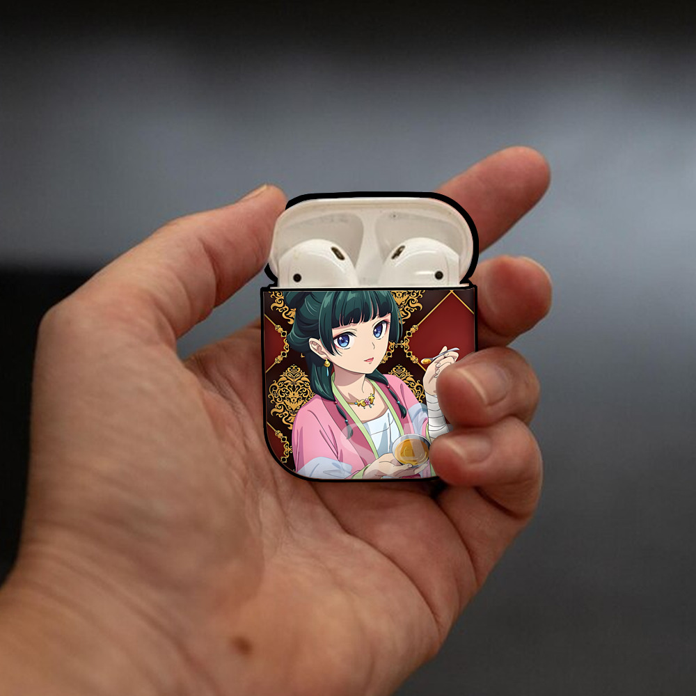 薬屋のひとりごと The Apothecary Diaries AirPods 第2世代保護ケース ハードシェル ブラック 耐衝撃・防指紋・カラビナ付き