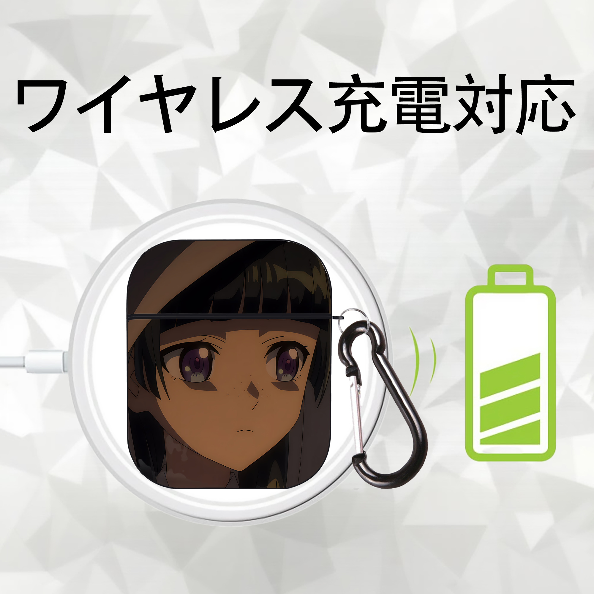 薬屋のひとりごと The Apothecary Diaries AirPods 第2世代保護ケース ハードシェル ブラック 耐衝撃・防指紋・カラビナ付き