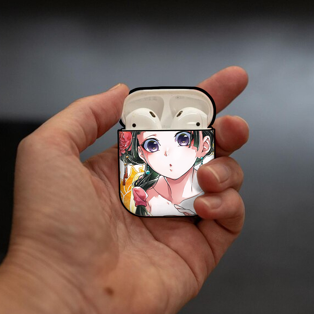 薬屋のひとりごと The Apothecary Diaries AirPods 第2世代保護ケース ハードシェル ブラック 耐衝撃・防指紋・カラビナ付き