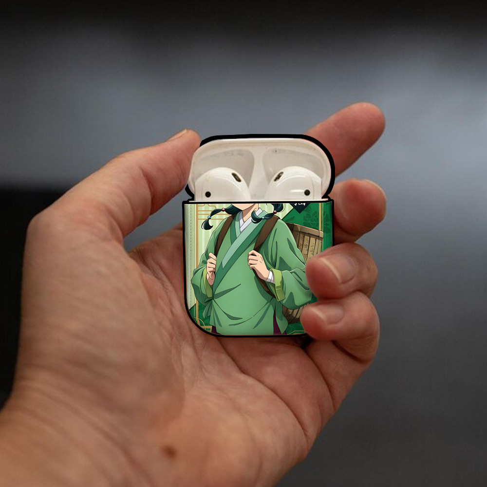薬屋のひとりごと The Apothecary Diaries AirPods 第2世代保護ケース ハードシェル ブラック 耐衝撃・防指紋・カラビナ付き