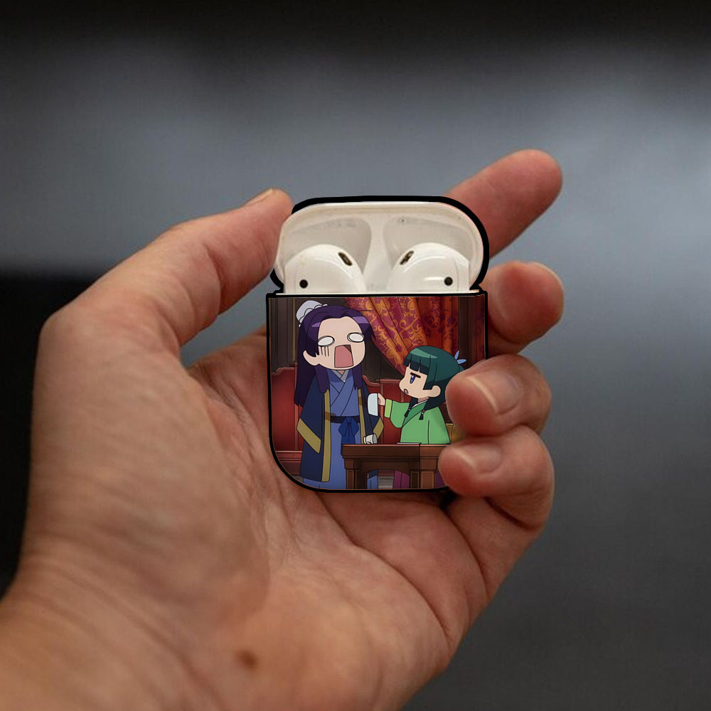薬屋のひとりごと The Apothecary Diaries AirPods 第2世代保護ケース ハードシェル ブラック 耐衝撃・防指紋・カラビナ付き