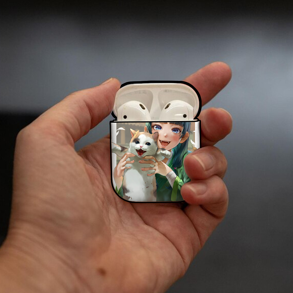 薬屋のひとりごと The Apothecary Diaries AirPods 第2世代保護ケース ハードシェル ブラック 耐衝撃・防指紋・カラビナ付き