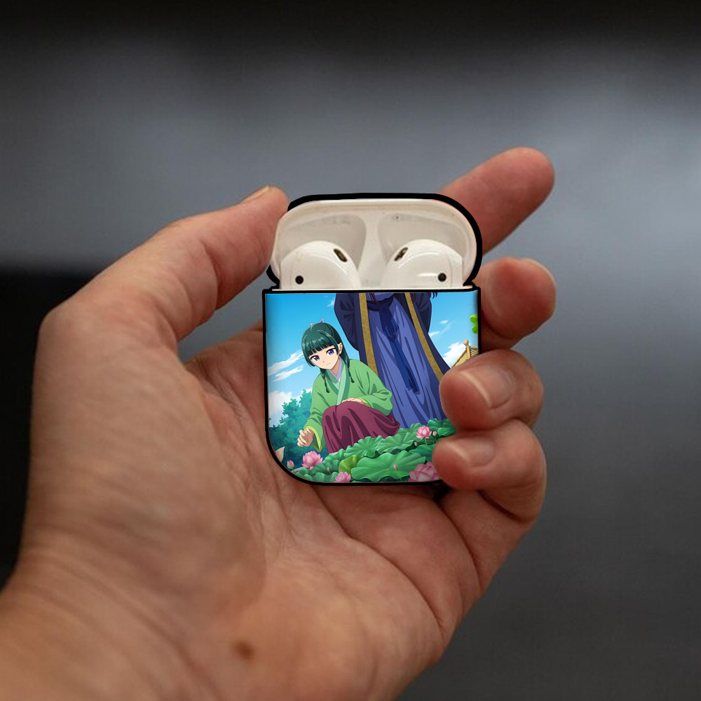 薬屋のひとりごと The Apothecary Diaries AirPods 第2世代保護ケース ハードシェル ブラック 耐衝撃・防指紋・カラビナ付き