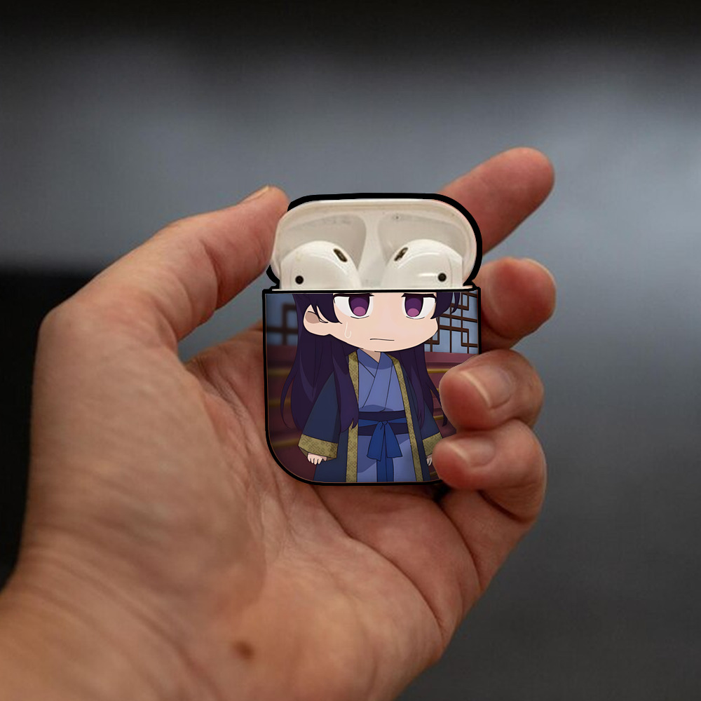 薬屋のひとりごと The Apothecary Diaries AirPods 第2世代保護ケース ハードシェル ブラック 耐衝撃・防指紋・カラビナ付き