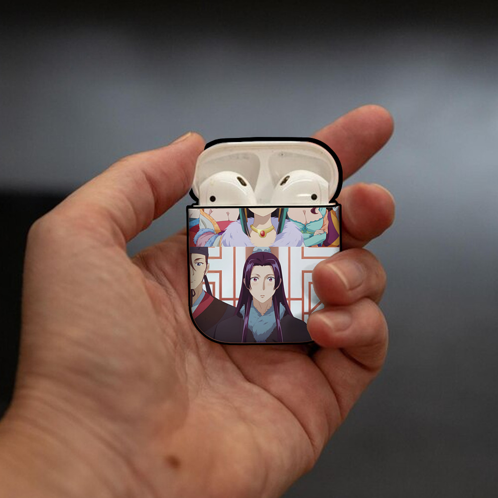 薬屋のひとりごと The Apothecary Diaries AirPods 第2世代保護ケース ハードシェル ブラック 耐衝撃・防指紋・カラビナ付き
