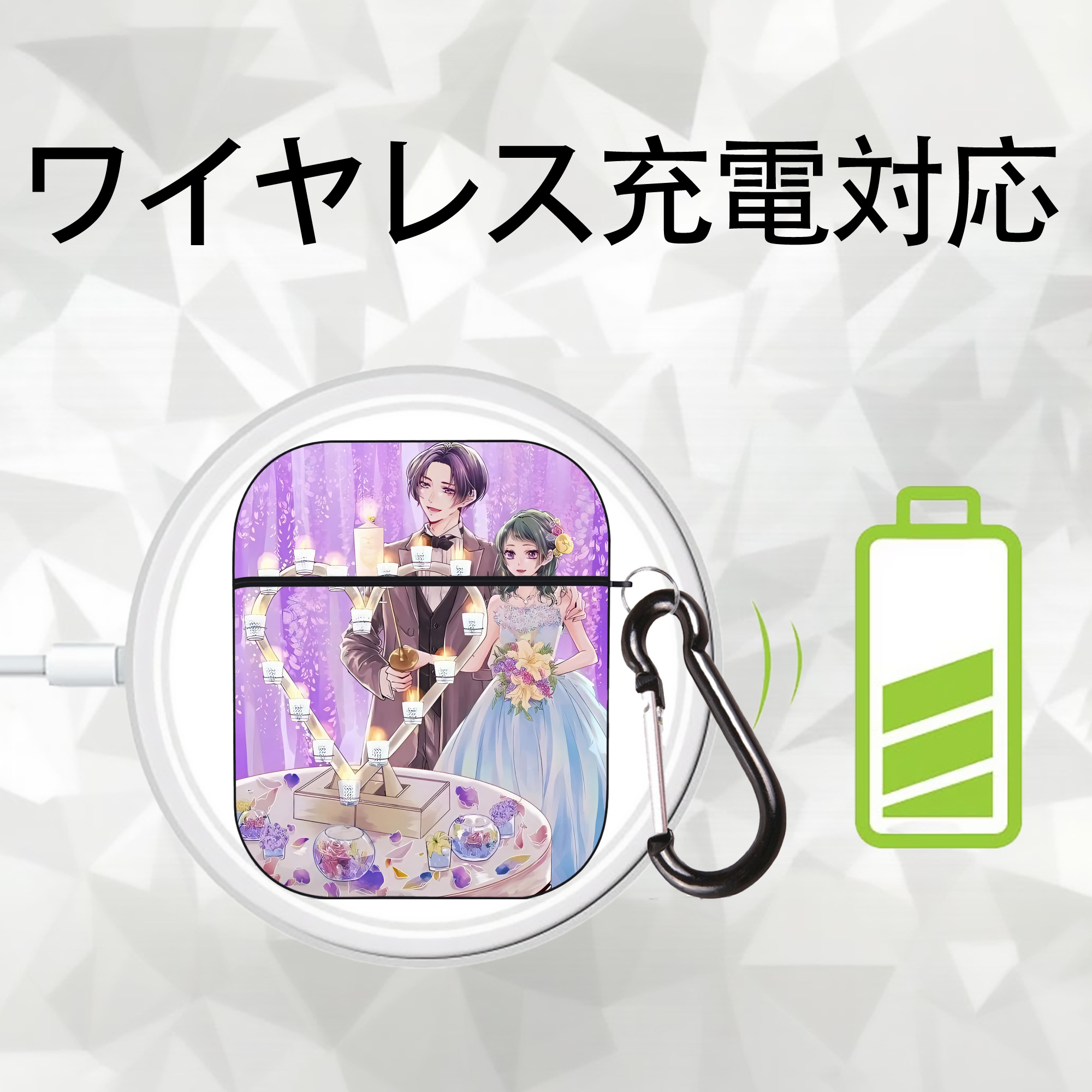 薬屋のひとりごと The Apothecary Diaries AirPods 第2世代保護ケース ハードシェル ブラック 耐衝撃・防指紋・カラビナ付き