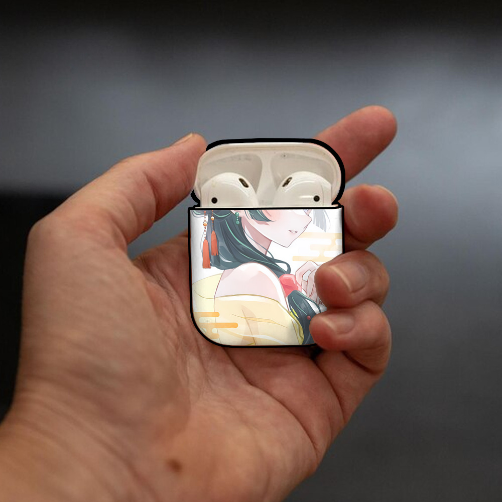 薬屋のひとりごと The Apothecary Diaries AirPods 第2世代保護ケース ハードシェル ブラック 耐衝撃・防指紋・カラビナ付き