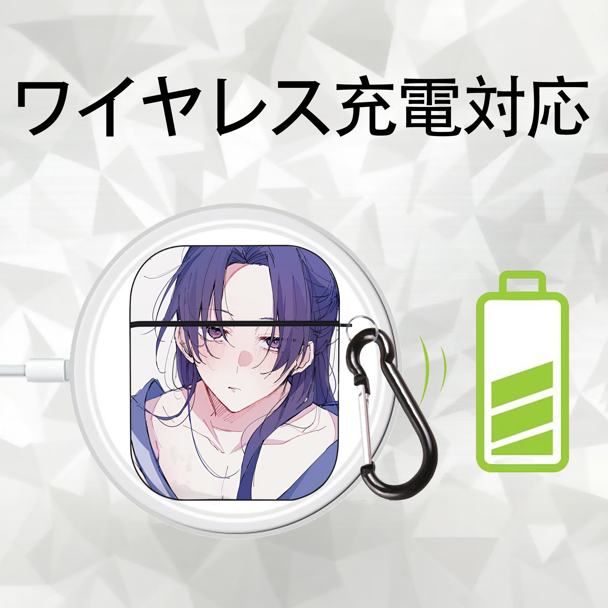 薬屋のひとりごと The Apothecary Diaries AirPods 第2世代保護ケース ハードシェル ブラック 耐衝撃・防指紋・カラビナ付き