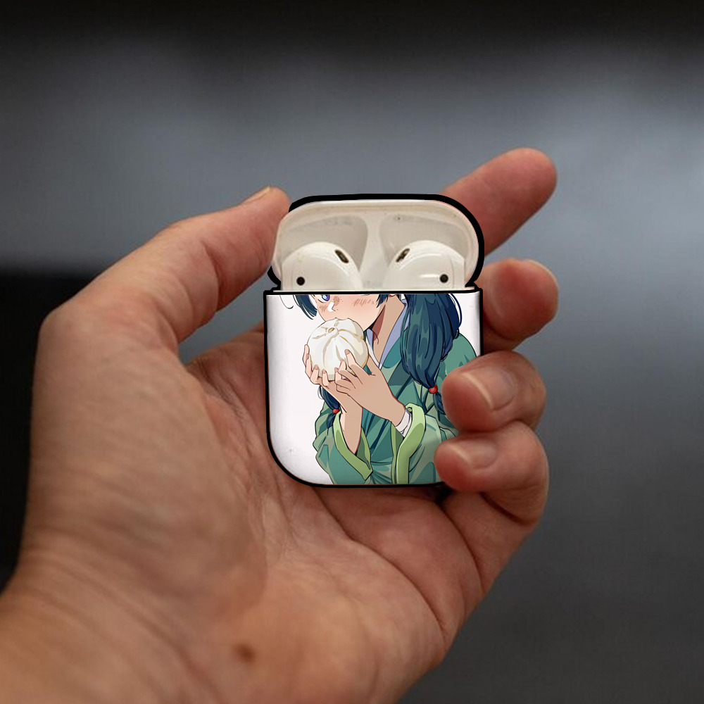 薬屋のひとりごと The Apothecary Diaries AirPods 第2世代保護ケース ハードシェル ブラック 耐衝撃・防指紋・カラビナ付き