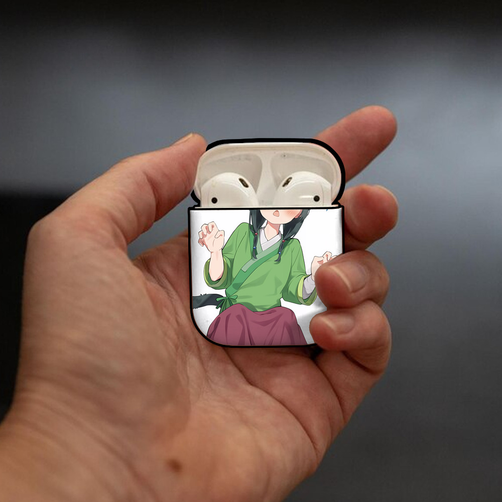 薬屋のひとりごと The Apothecary Diaries AirPods 第2世代保護ケース ハードシェル ブラック 耐衝撃・防指紋・カラビナ付き