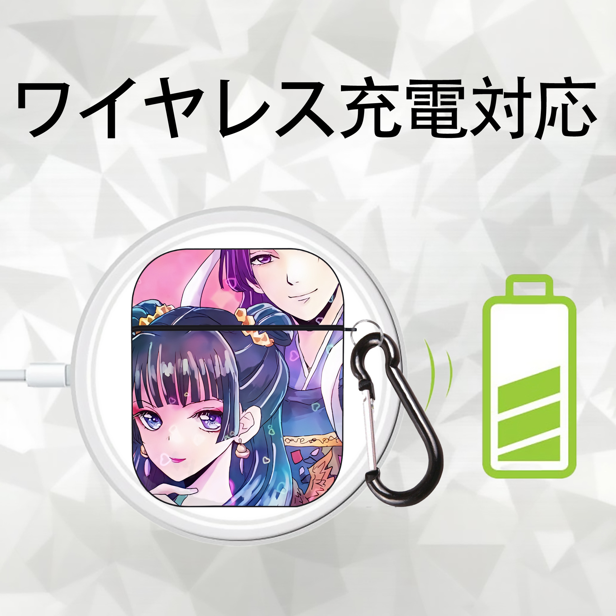 薬屋のひとりごと The Apothecary Diaries AirPods 第2世代保護ケース ハードシェル ブラック 耐衝撃・防指紋・カラビナ付き