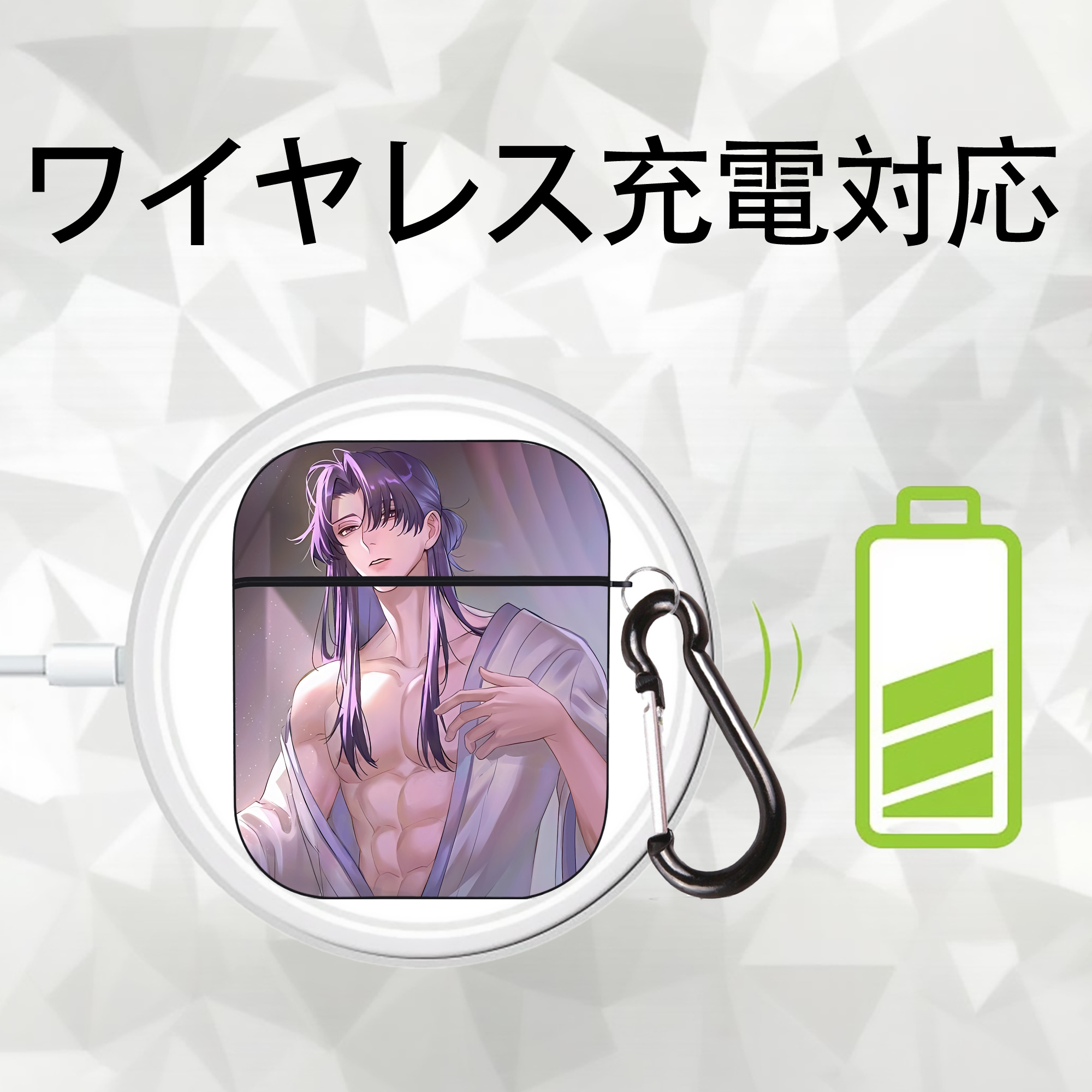 薬屋のひとりごと The Apothecary Diaries AirPods 第2世代保護ケース ハードシェル ブラック 耐衝撃・防指紋・カラビナ付き